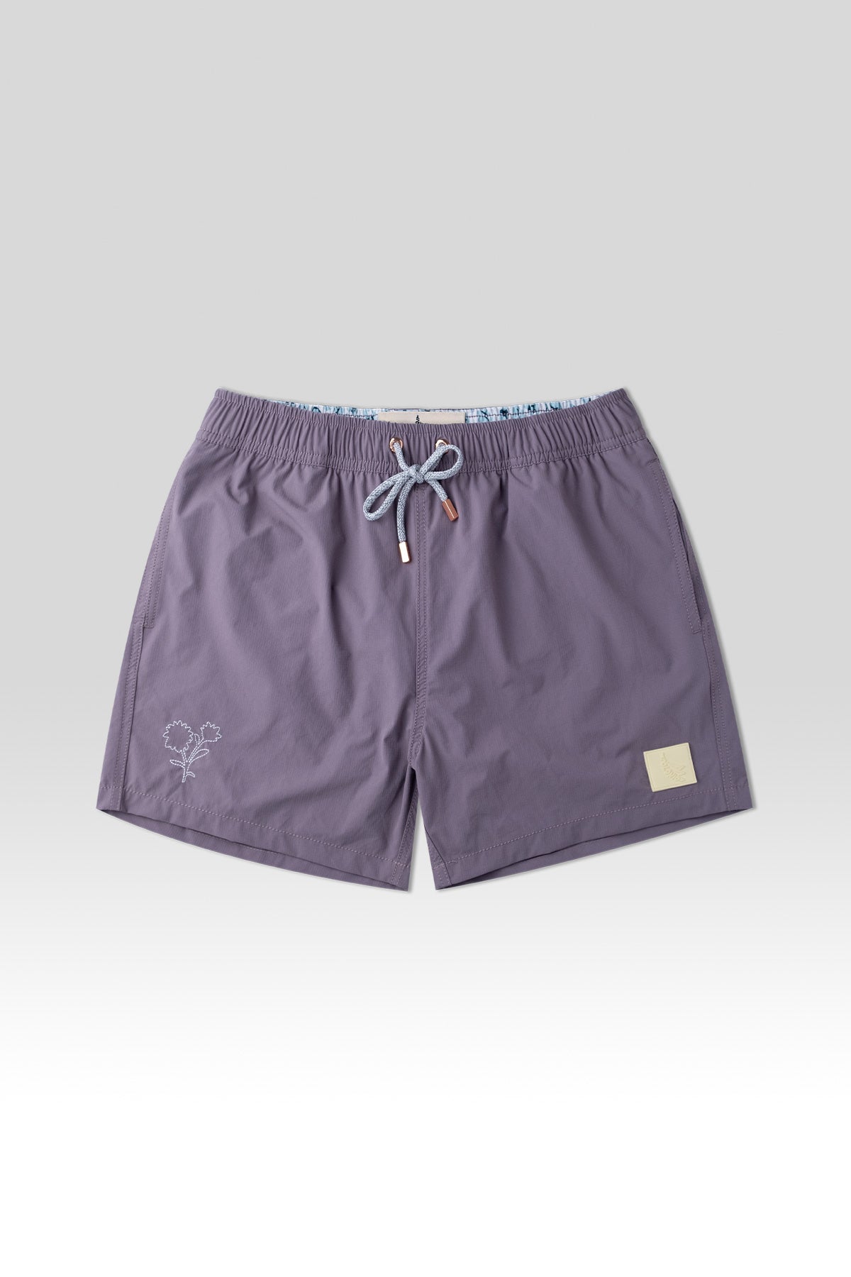 Embroidered Classic Swim Trunks Violet - Polonio