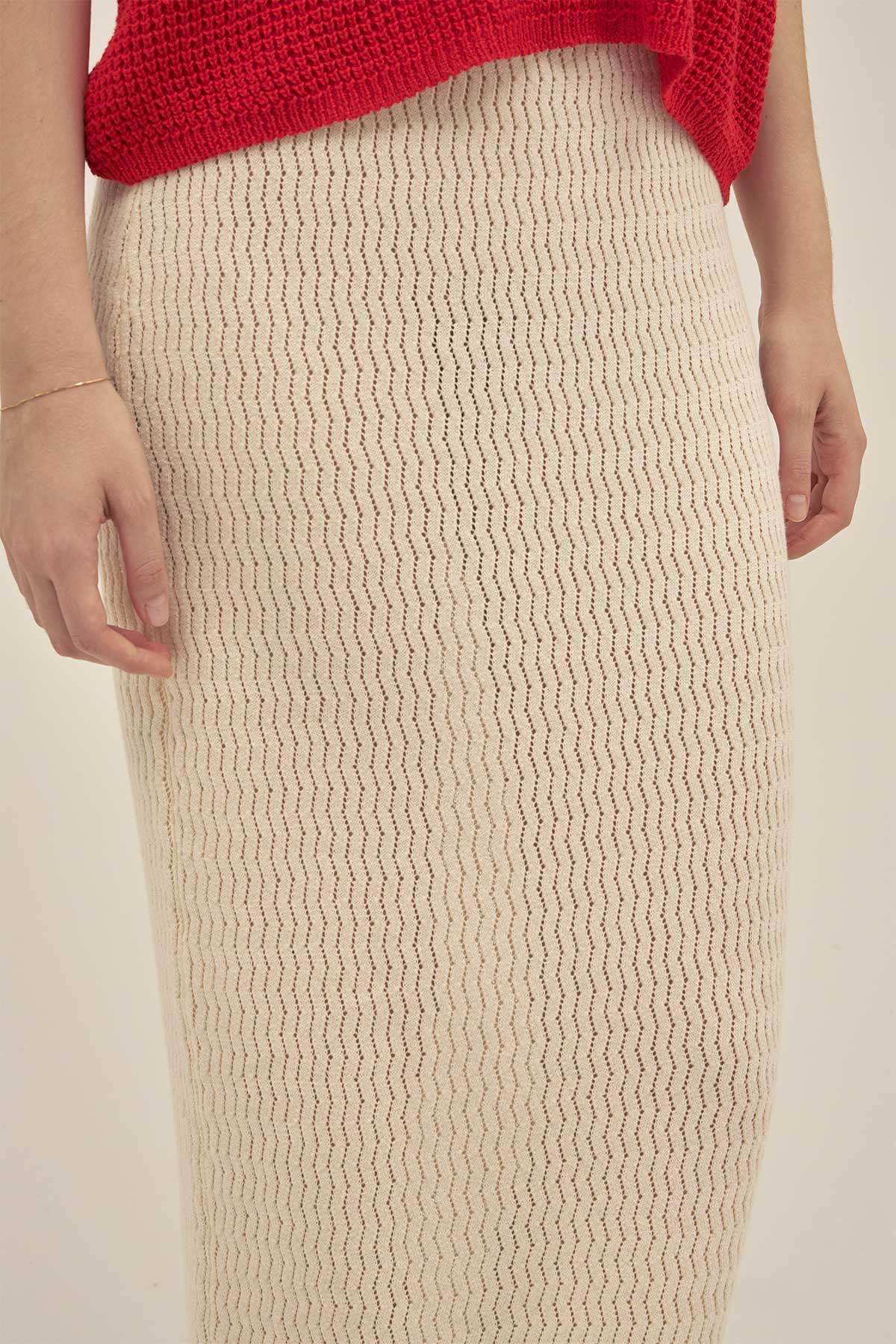 Falda Tejida Ibiza Crema - Polonio