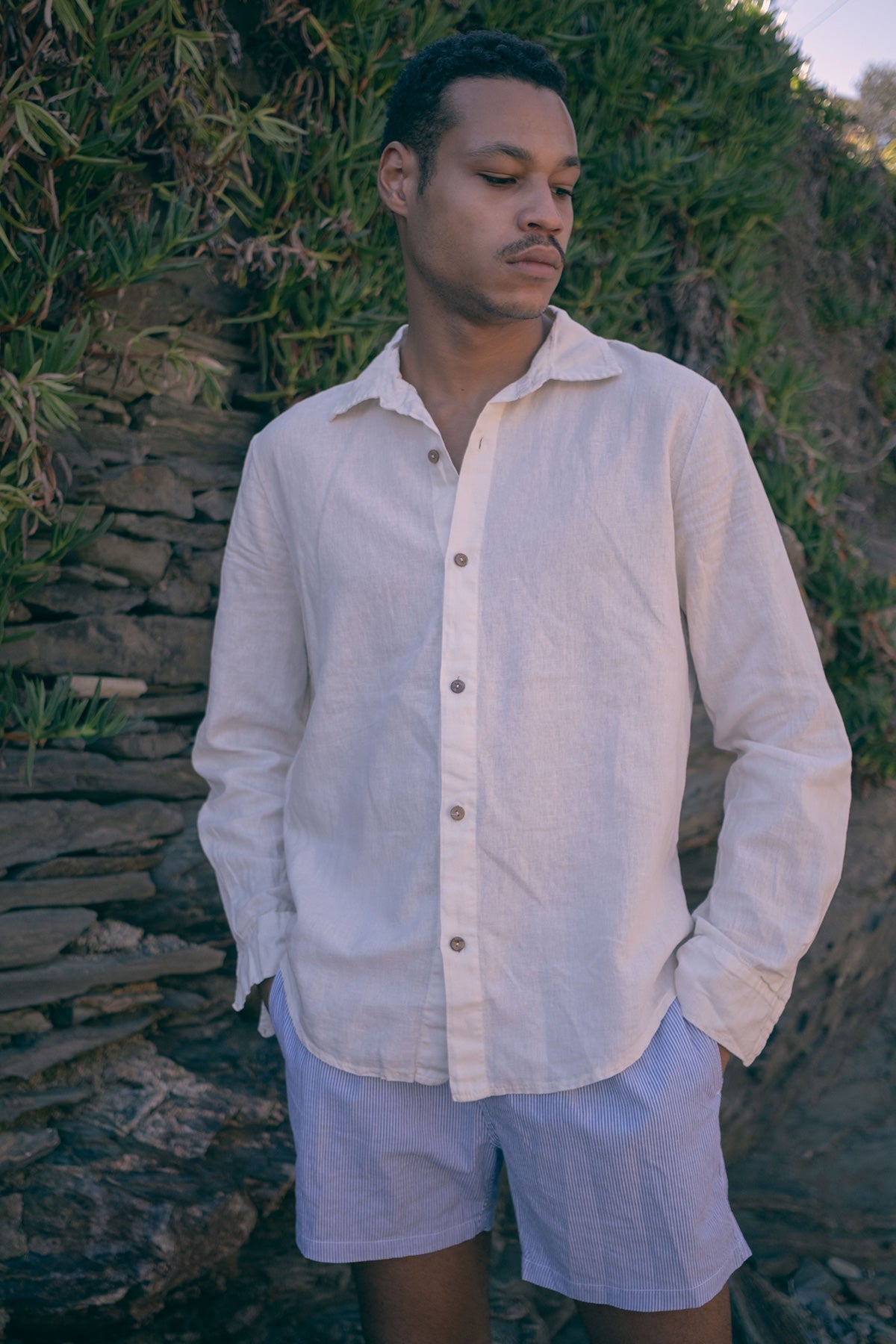 Ivory White Linen Shirt - Polonio