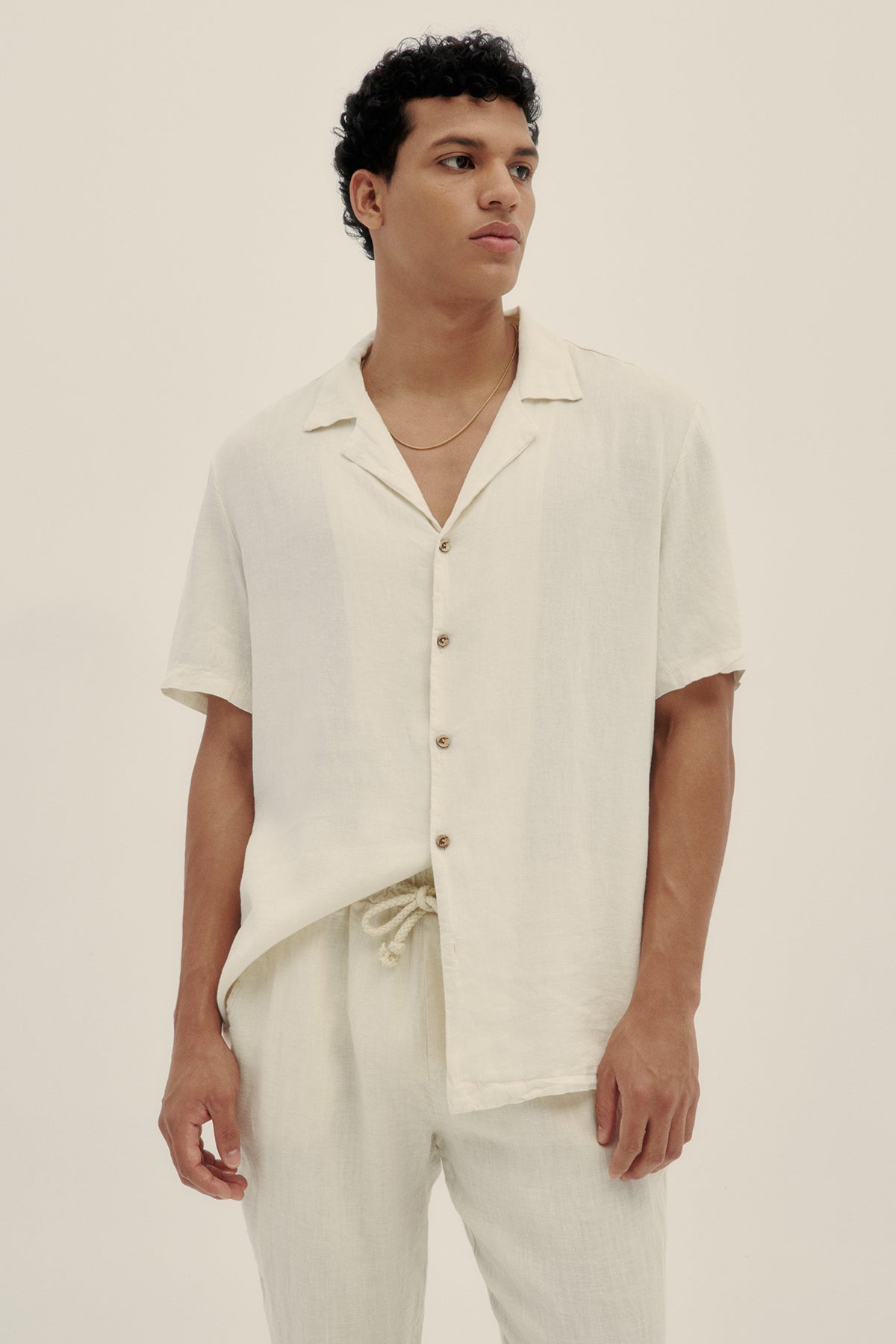 Linen Cotton Camp-Collar Shirt - Polonio