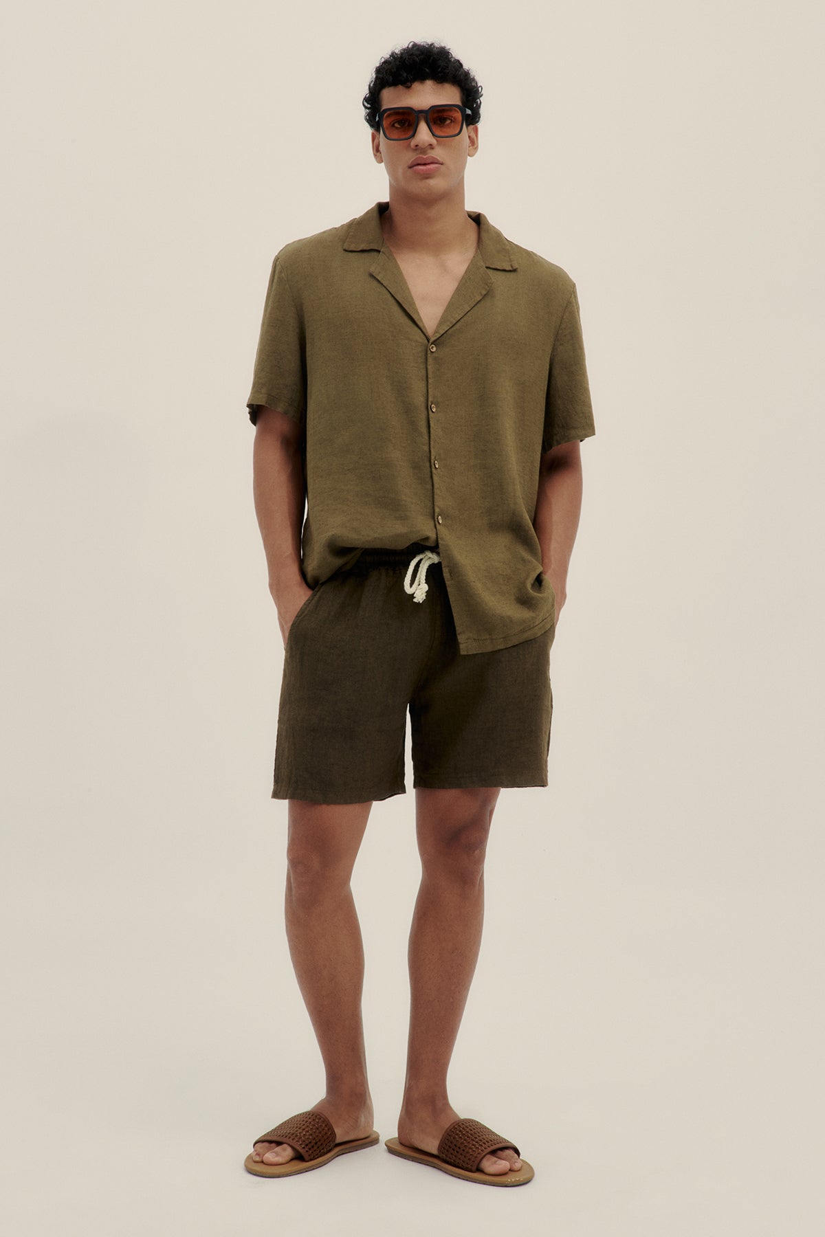 Linen Cotton Camp-Collar Shirt - Polonio