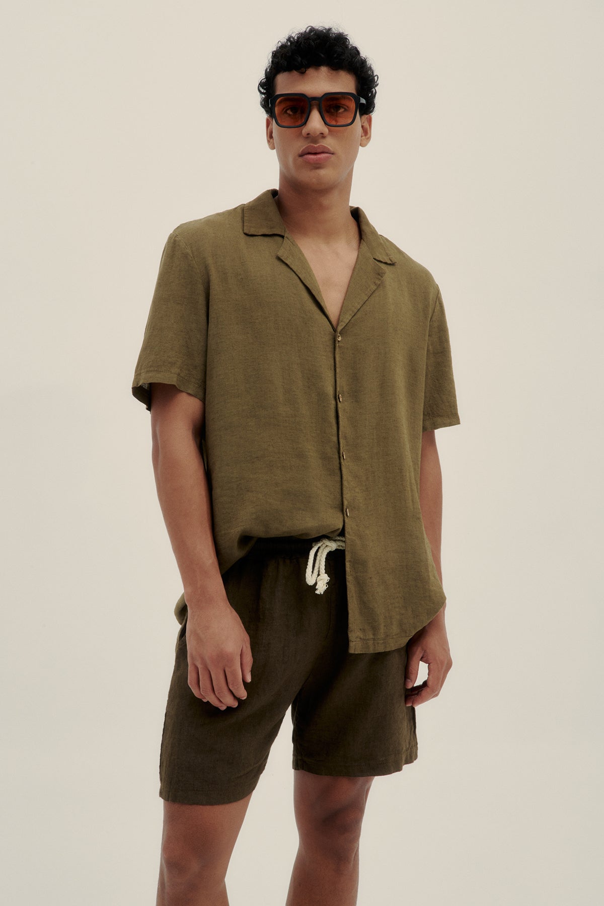 Linen Cotton Camp-Collar Shirt - Polonio