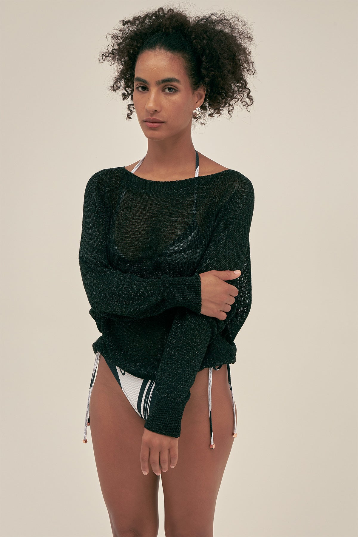 Jersey Lu Ring de Lurex Negro - Polonio