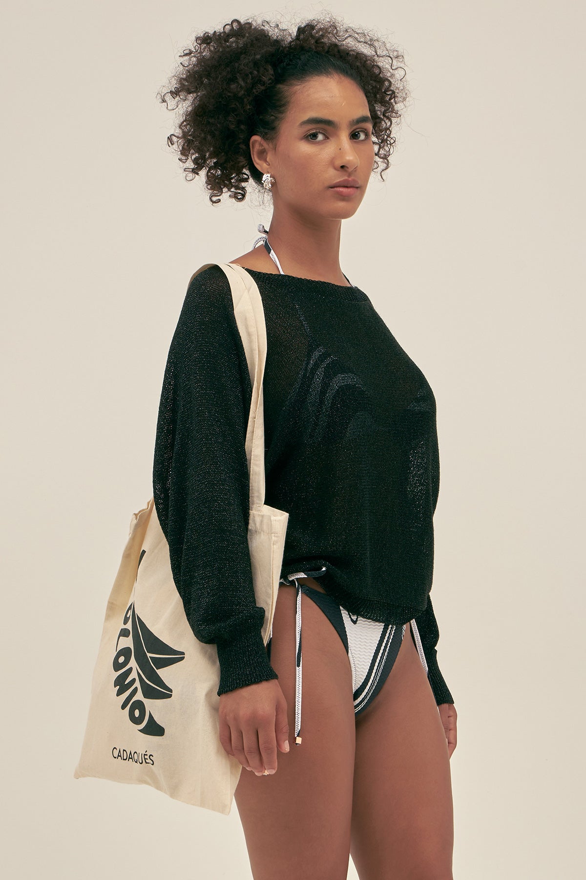 Jersey Lu Ring de Lurex Negro - Polonio