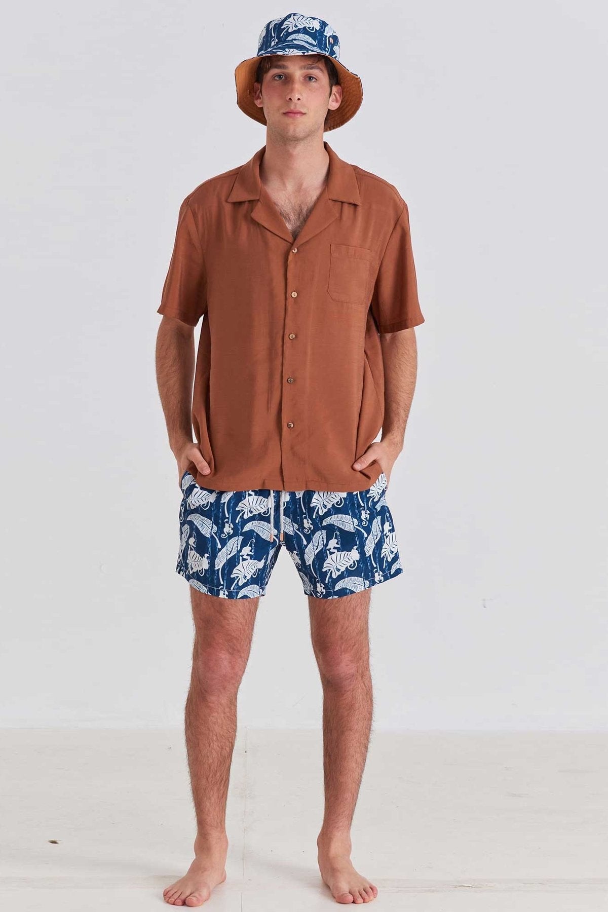 Navy Bamboo Classic Swim Trunks - Polonio