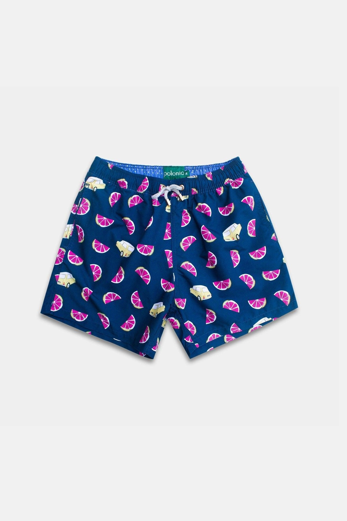 Navy Pomelo Car Classic Swim Trunks - Polonio