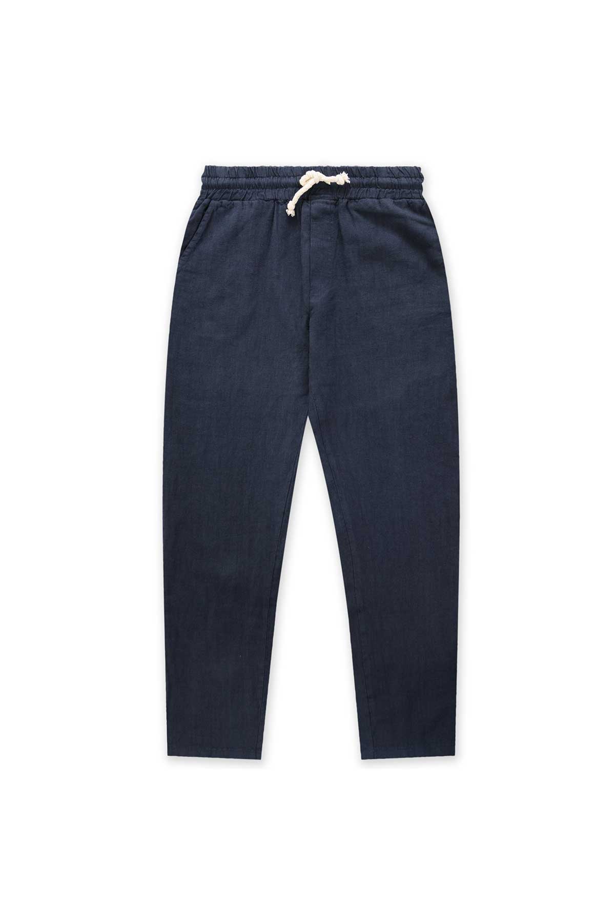 Navy Premium Linen Pants - Polonio