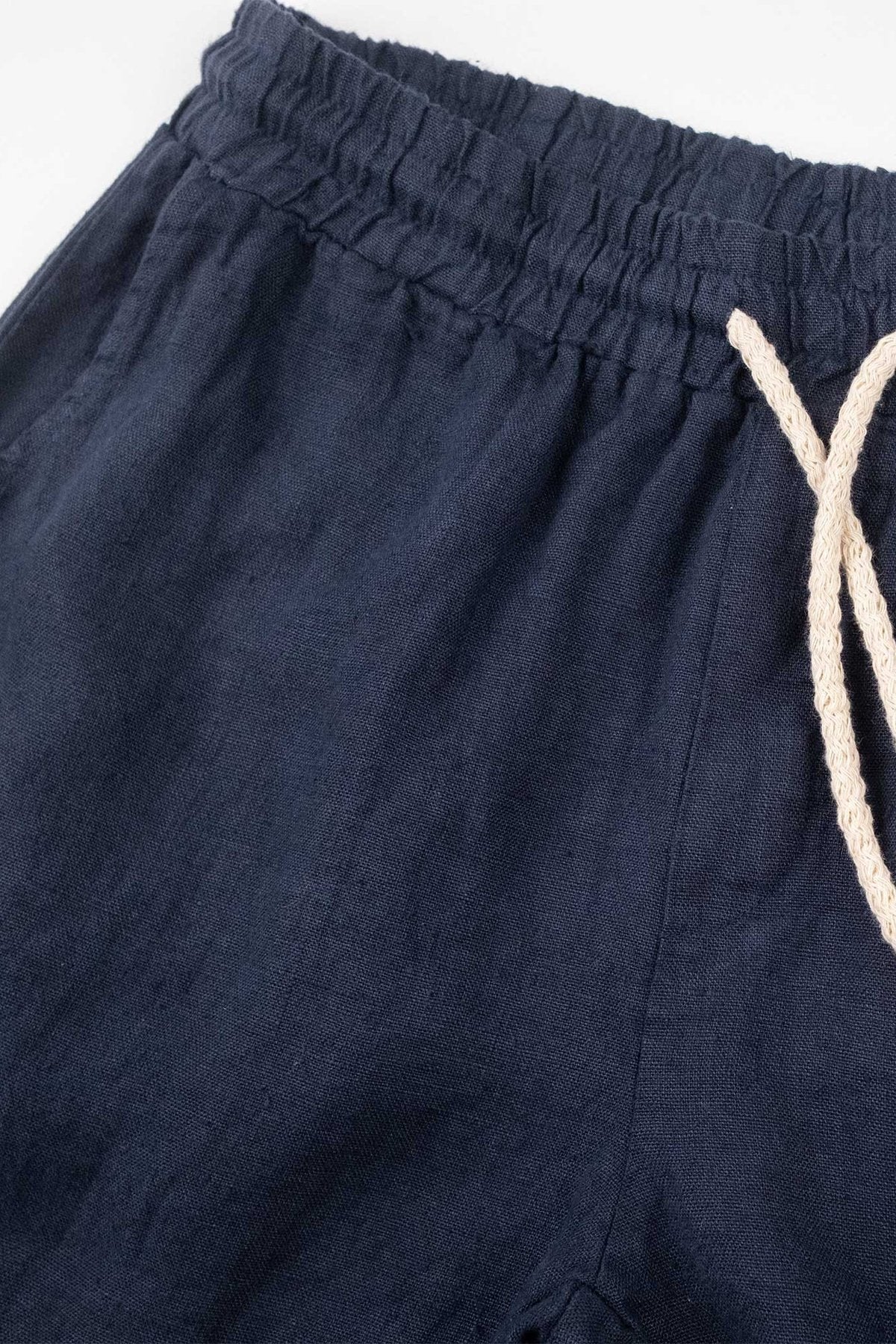 Navy Premium Linen Shorts - Polonio