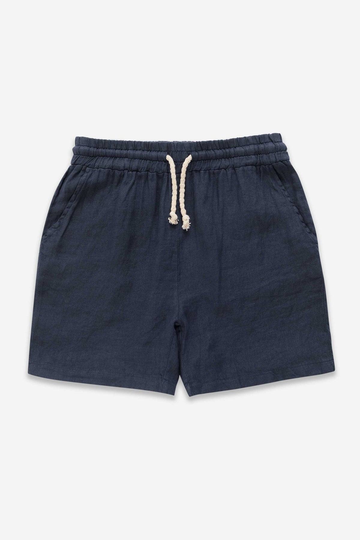 Navy Tailored Linen Shorts - Polonio