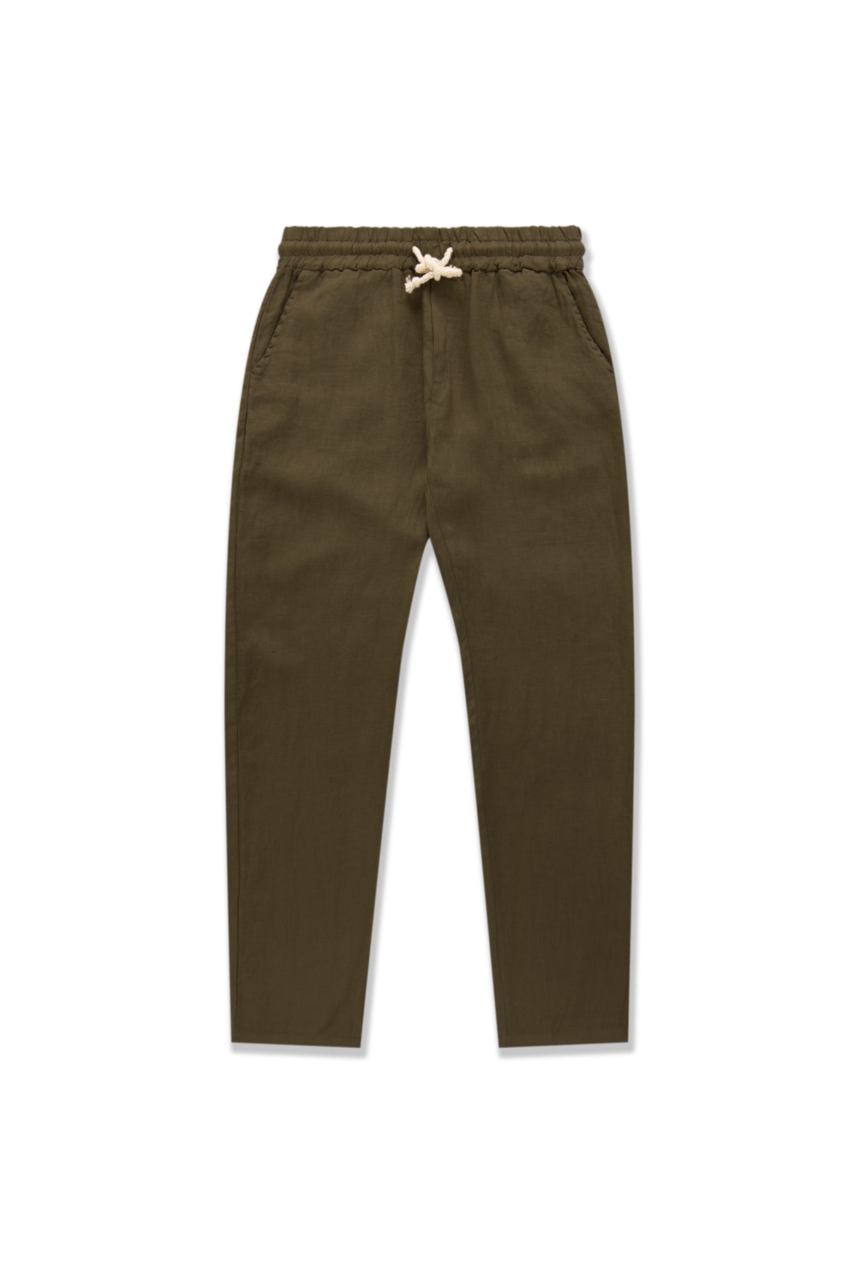 Oil Green Premium Linen Pants - Polonio