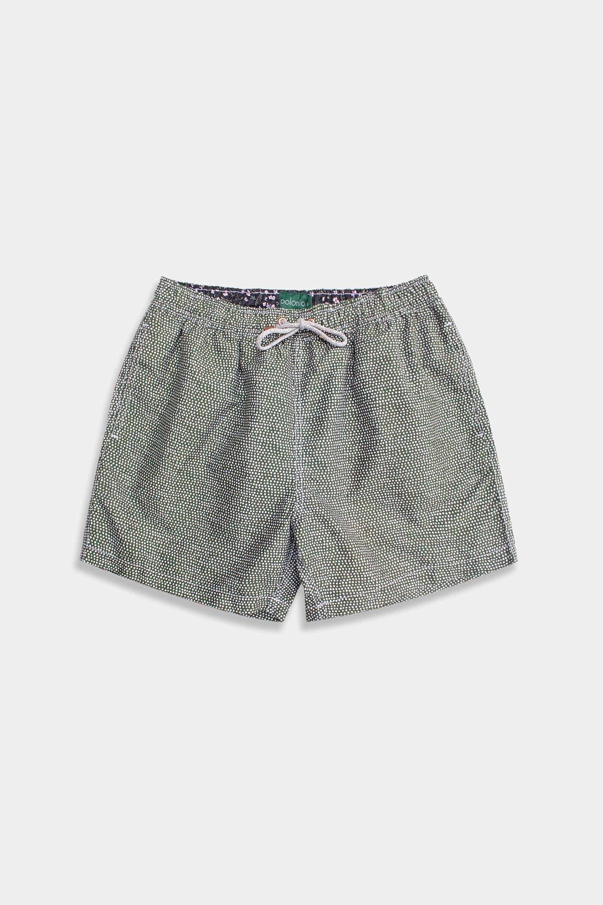 Olive Dots Classic Swim Trunks - Polonio