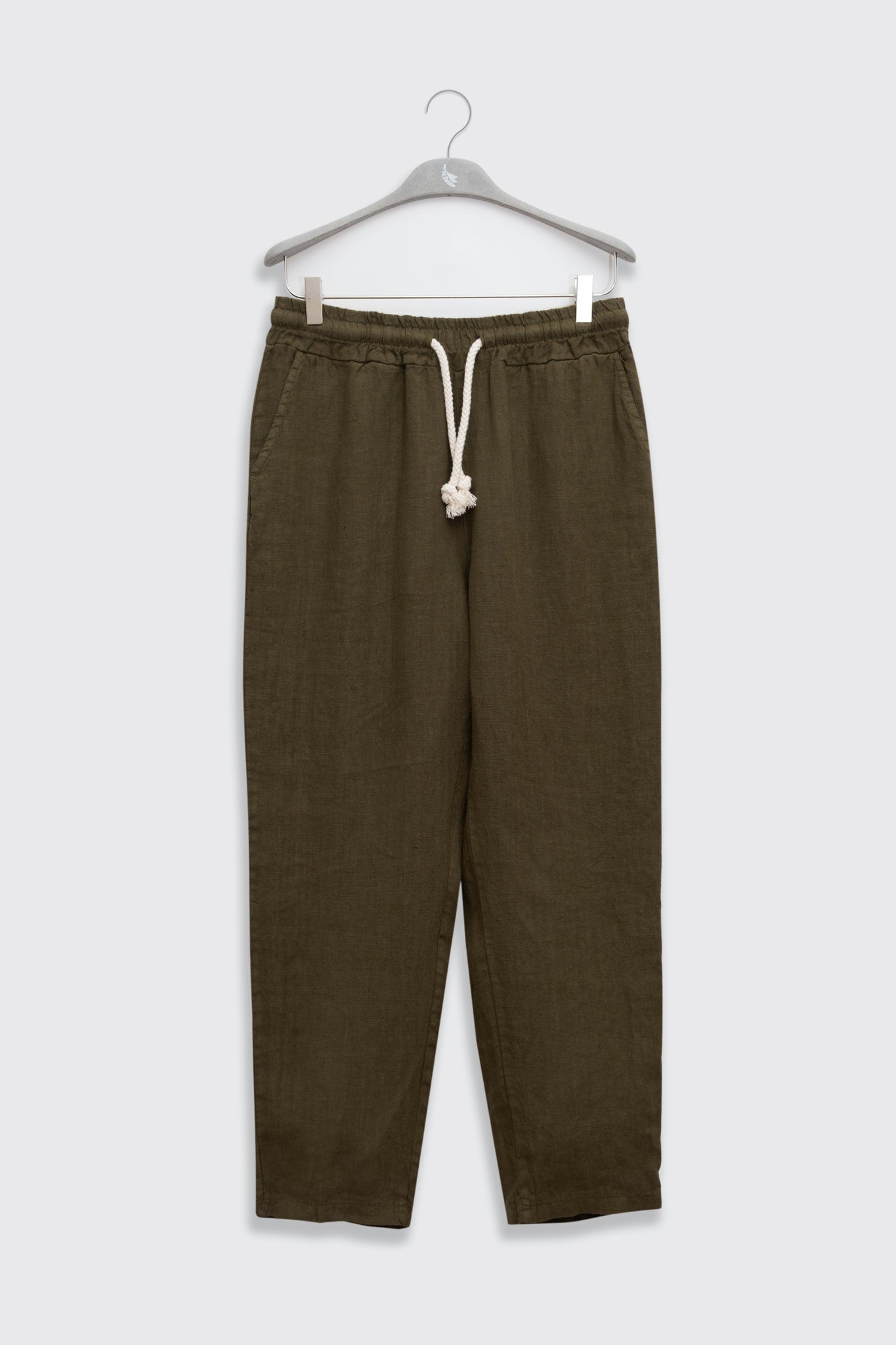 Premium Linen Pants in Oil Green