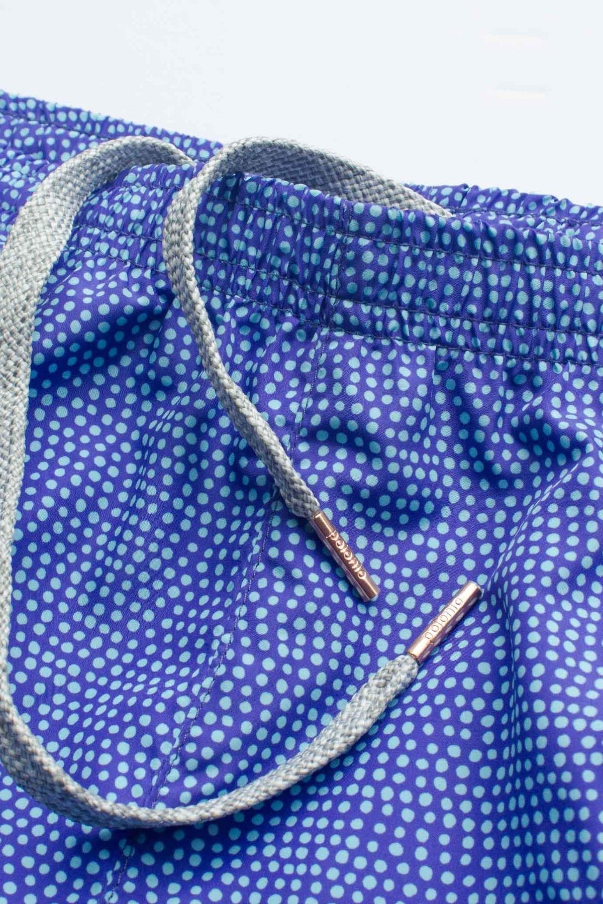 Periwinkle Dots Runner Swim Trunks - Polonio