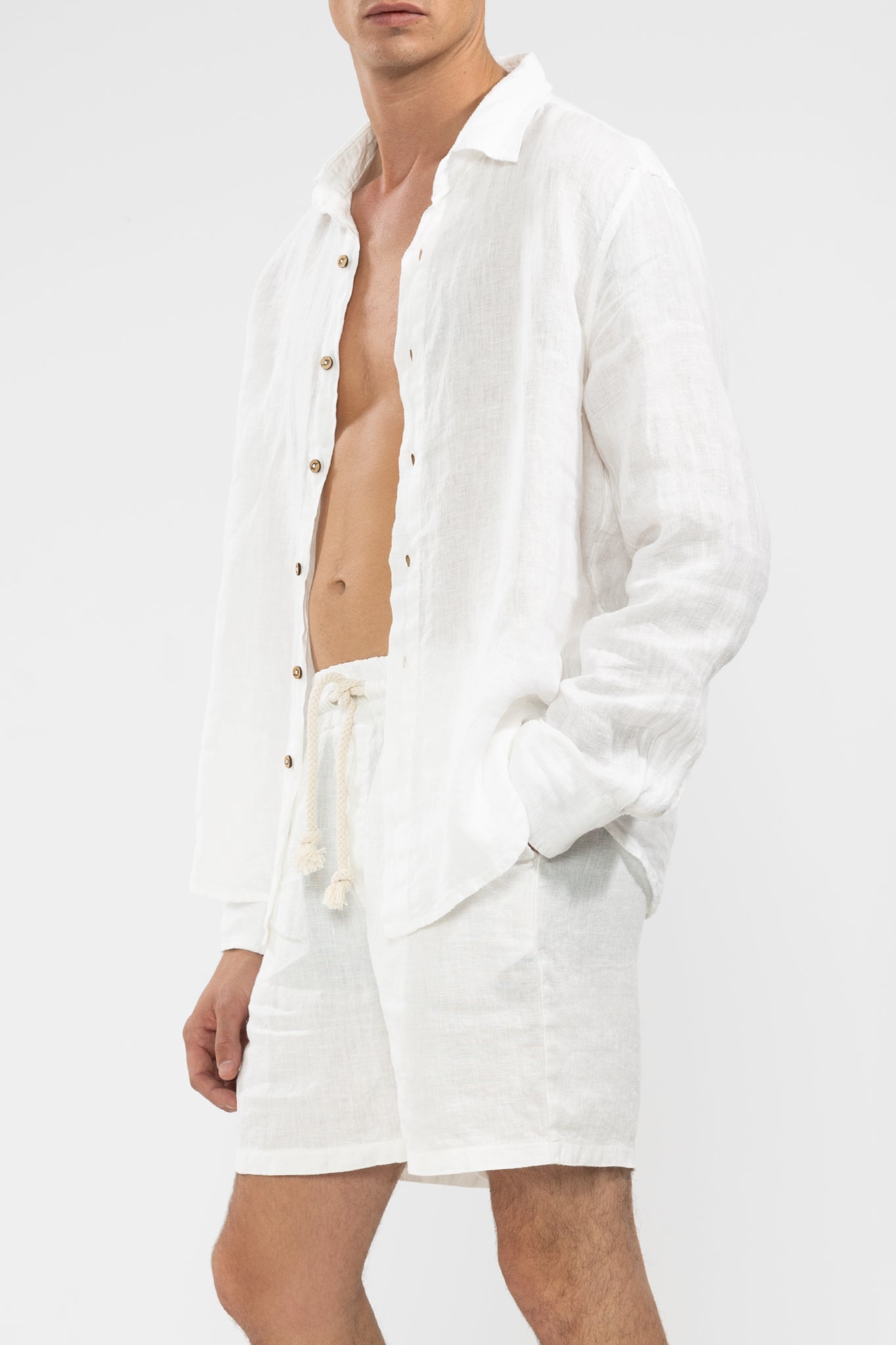Premium Linen Shorts in White
