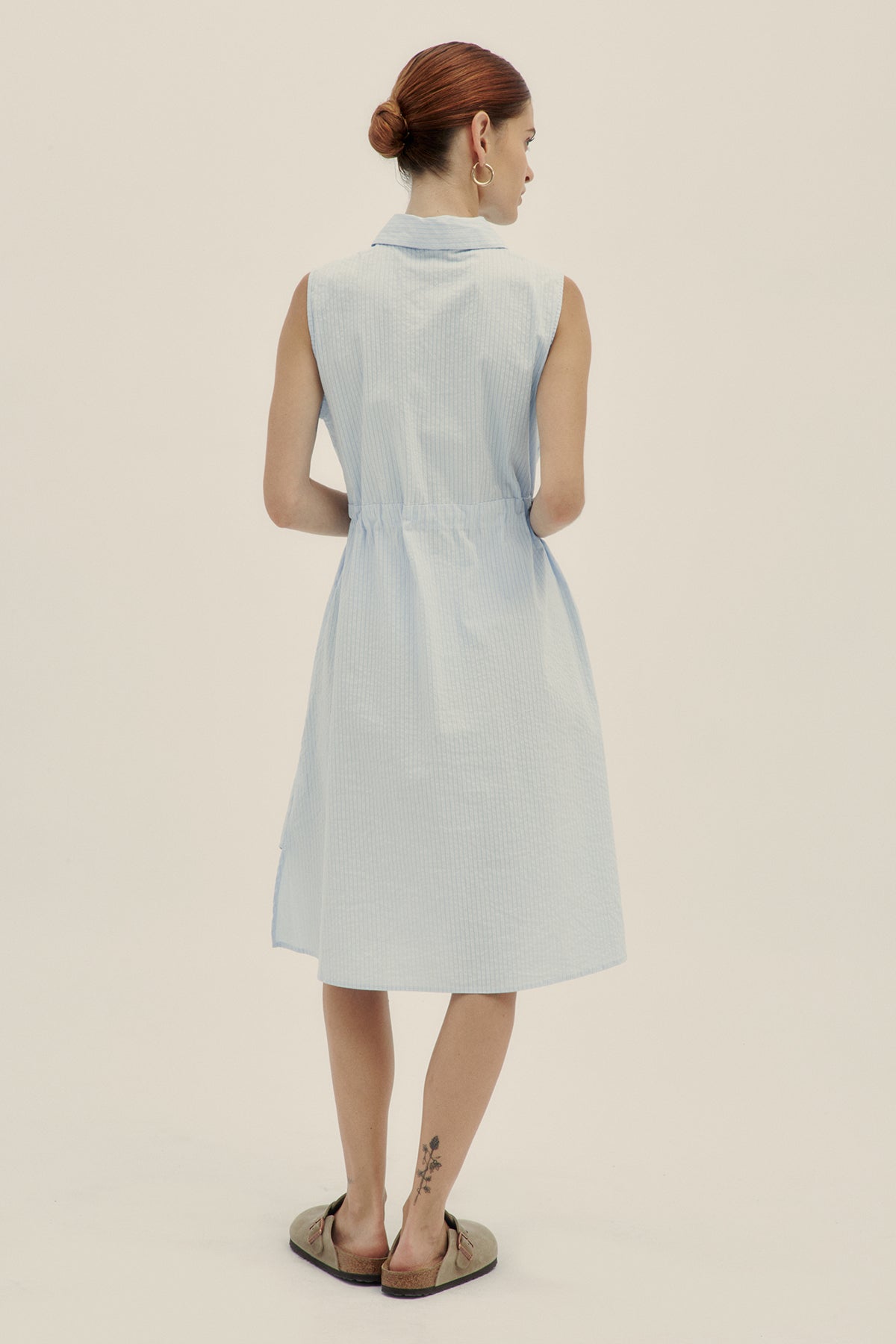 Sky Blue Cotton Poplin Angie Dress - Polonio