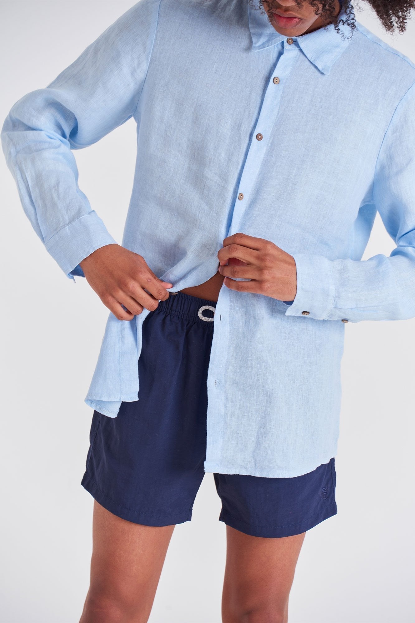 Sky Blue Linen Shirt - Polonio