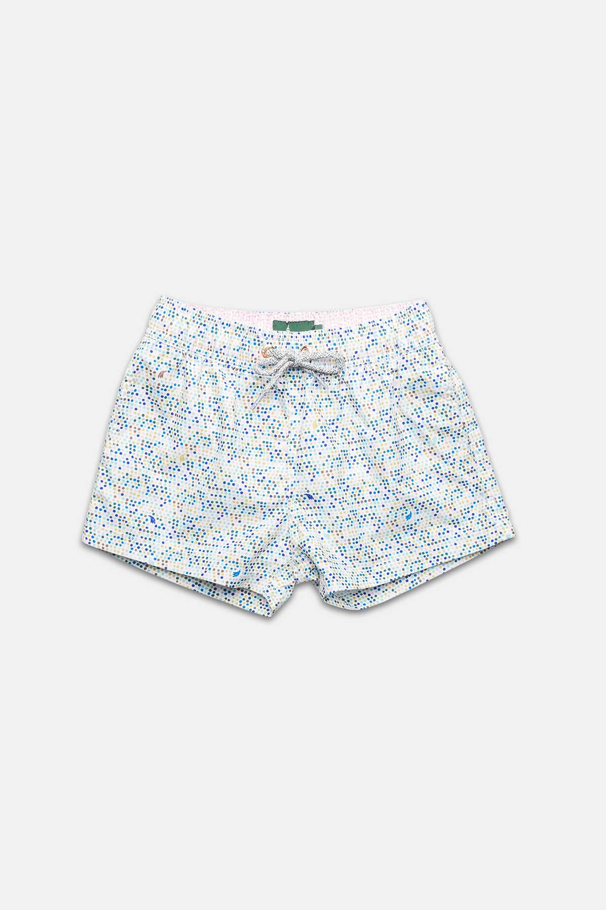 Sky Blue Stipple Boys Swim Trunks - Polonio