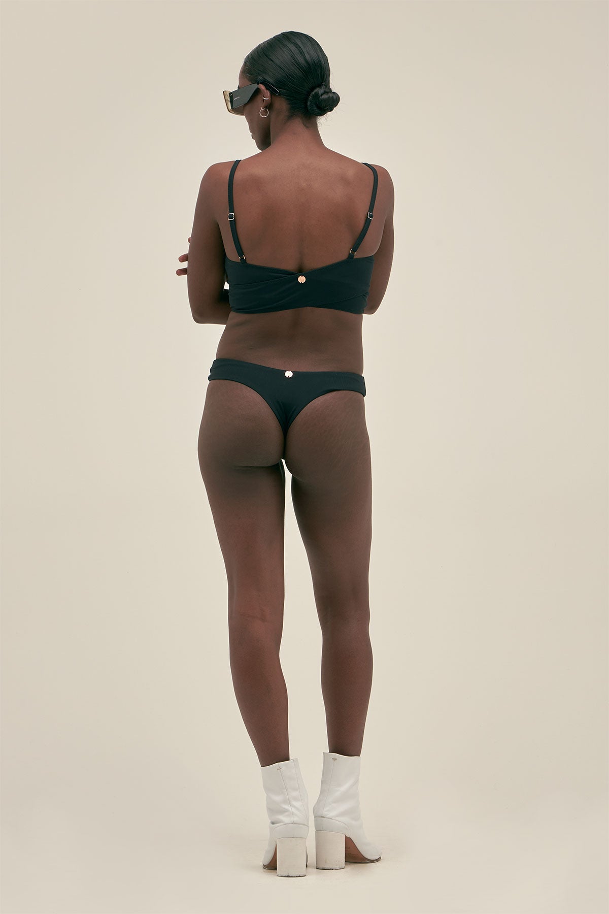 Top Bikini Cruzado Rib Negro - Polonio