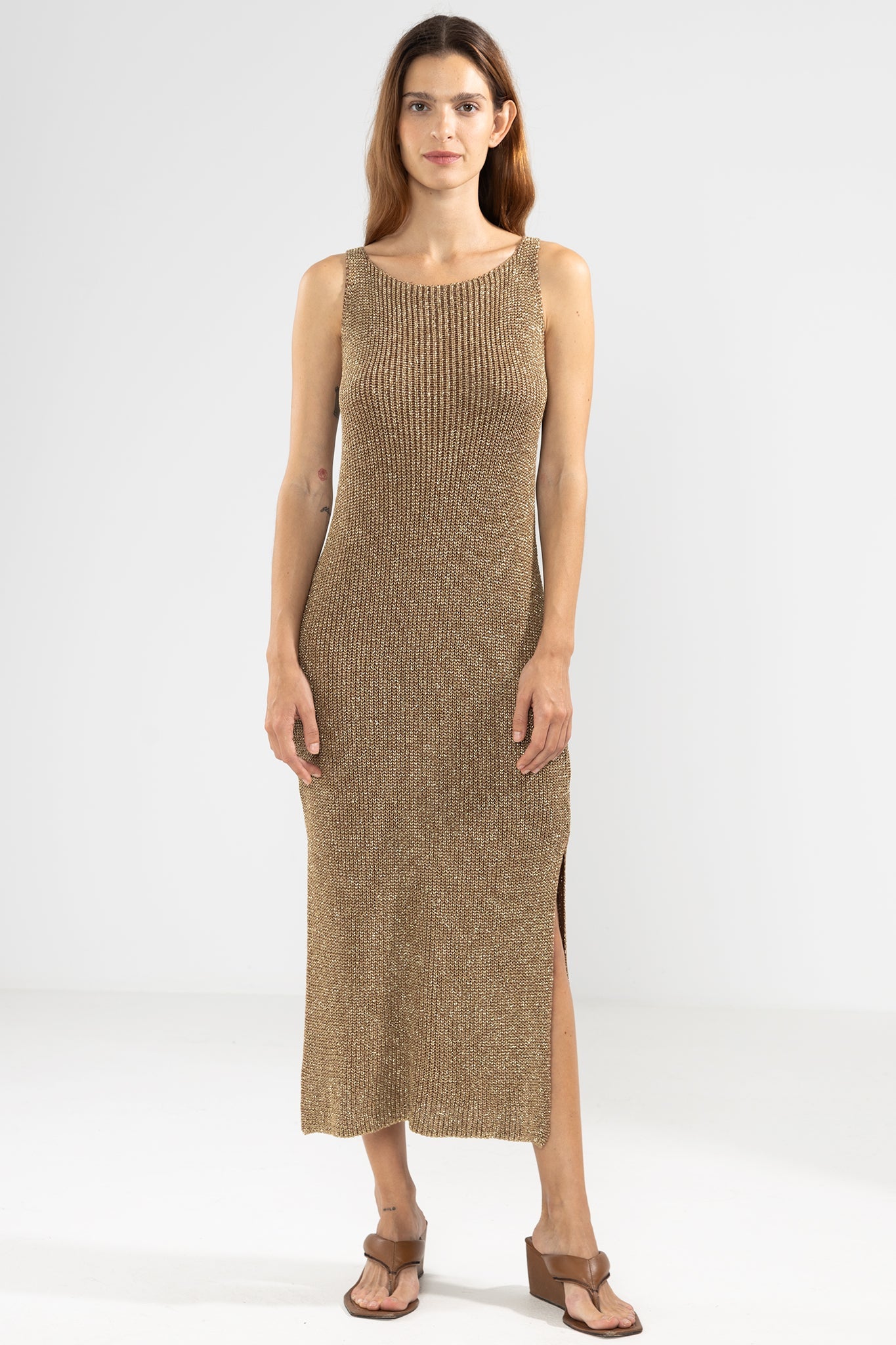 Kleid Eli Lurex-Strick in Camel