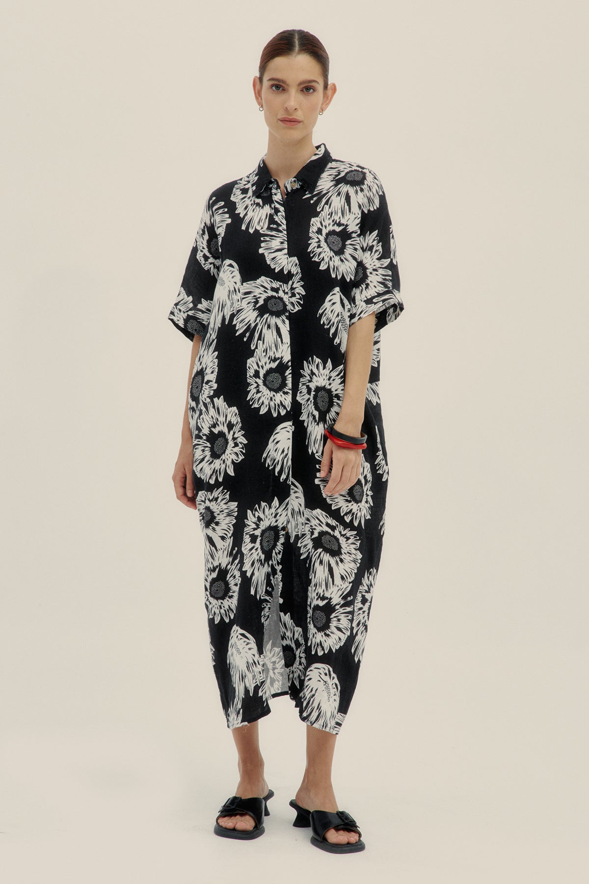 Vestido Lino Marie Jelly Black - Polonio