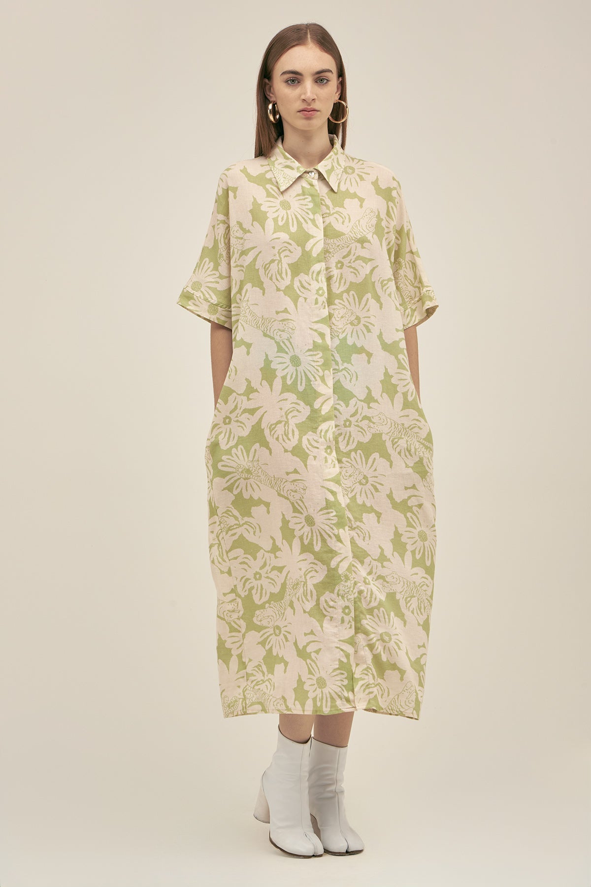 green jungle print dress Bernie Dexter Kelly Dress in Jungle print – BernieDexterClothing.com main image 0