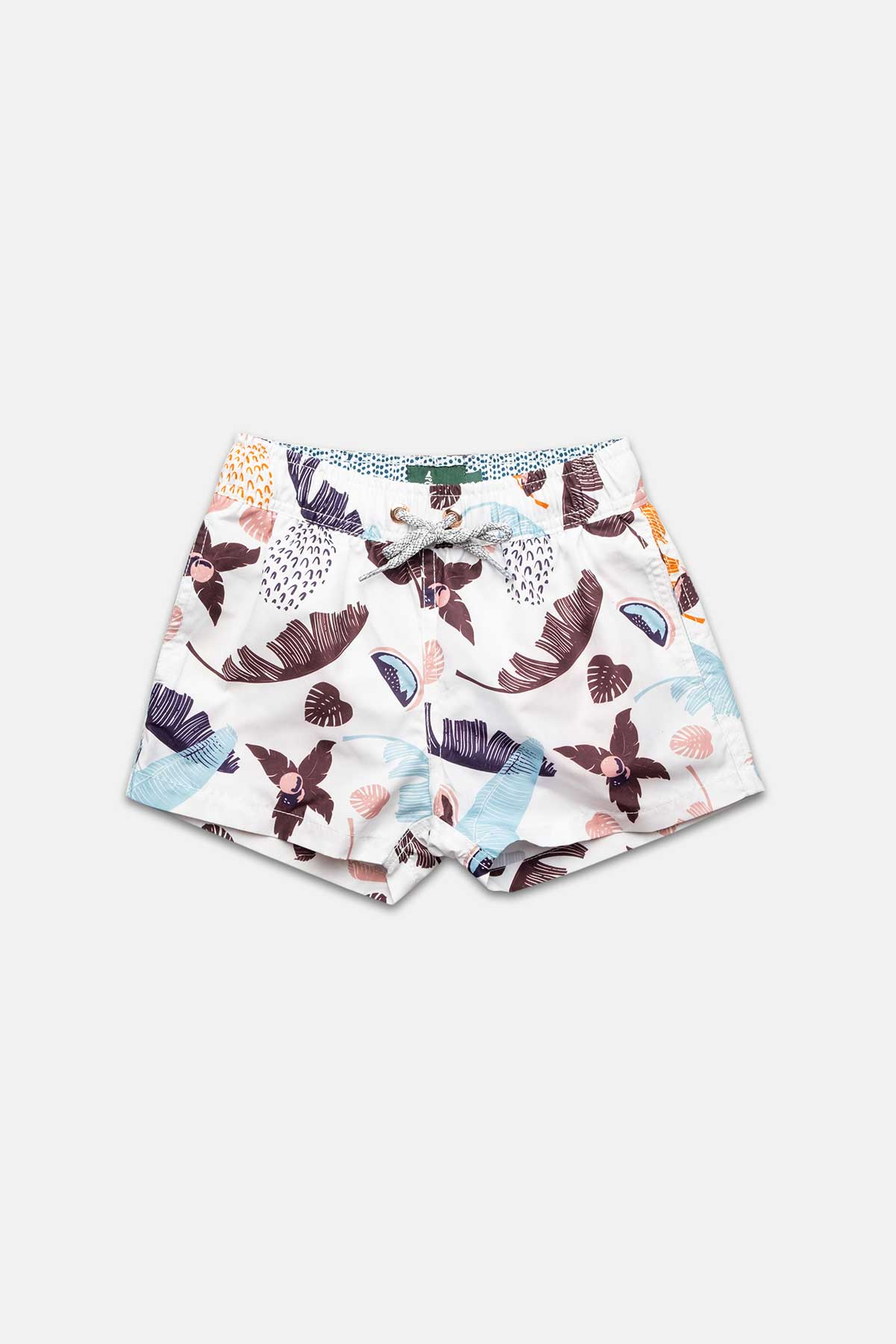 White Botanico Boys Swim Trunks - Polonio