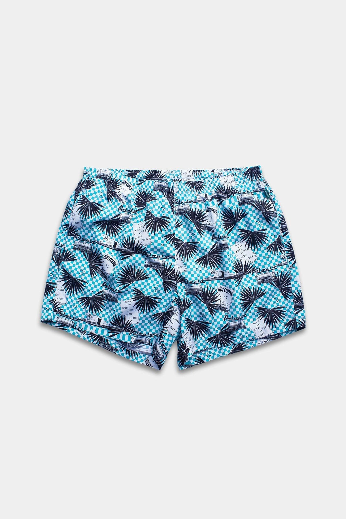 Blue Coffee Postcard Swim Trunks - Polonio