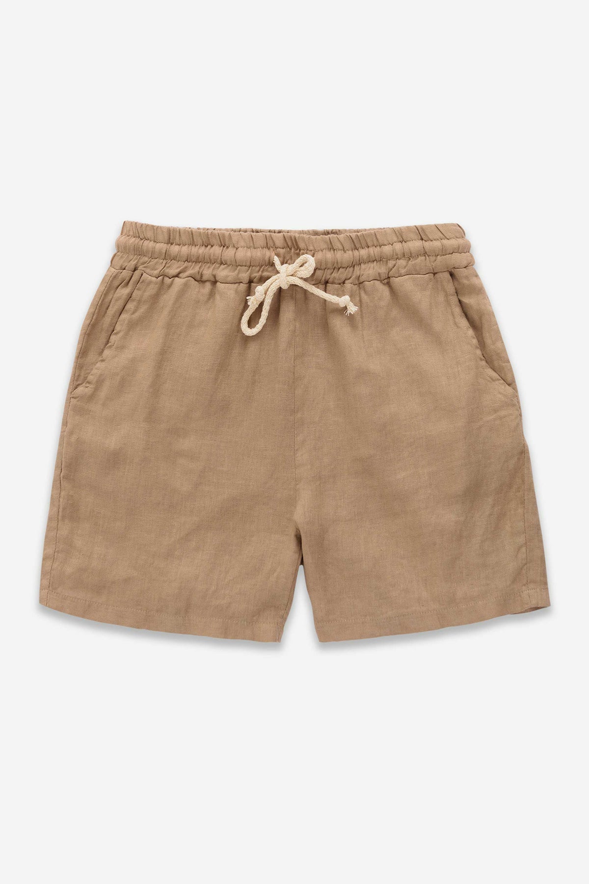Khaki Tailored Linen Shorts - Polonio