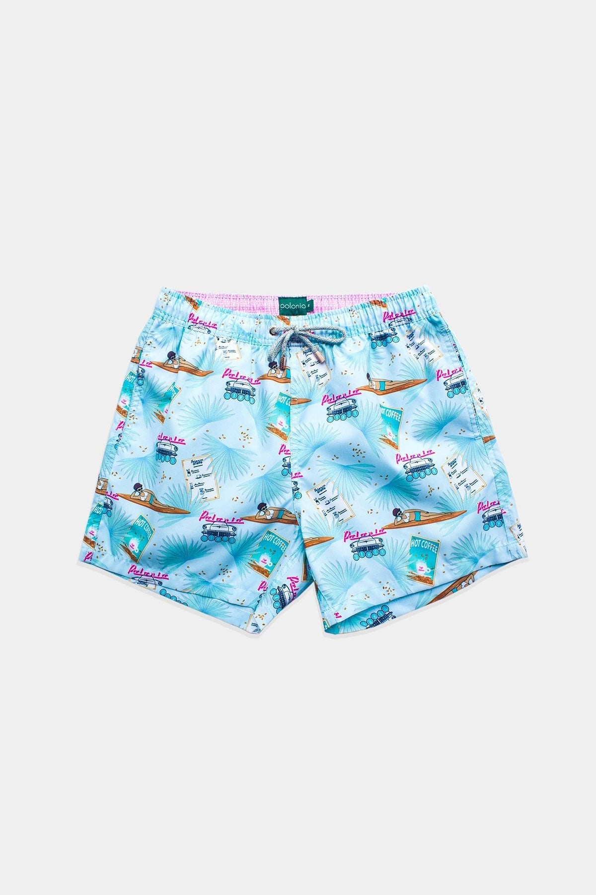 Sky Coffee Postcard Swim Trunks - Polonio