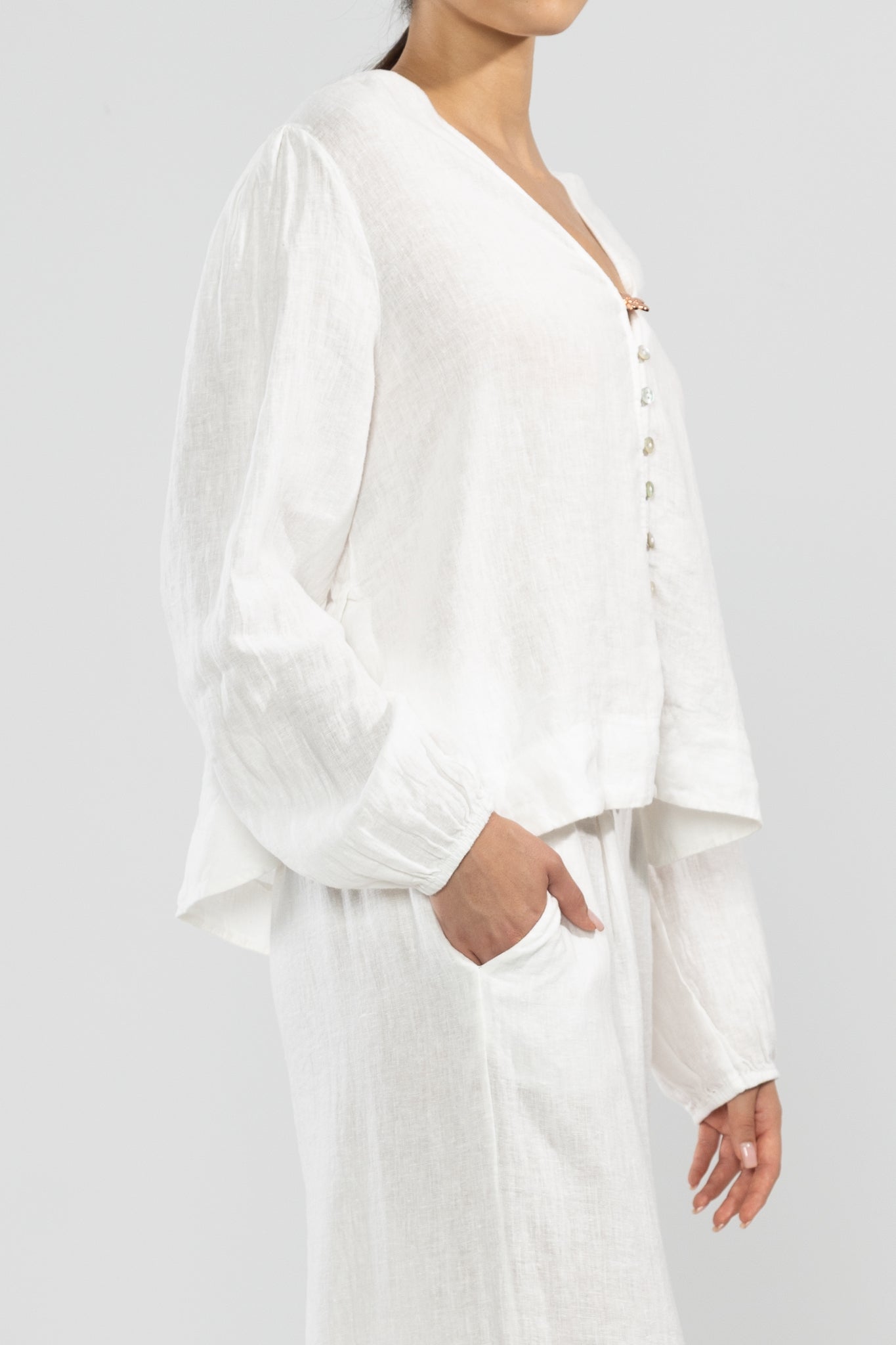 Camicia Ame 100% lino bianca
