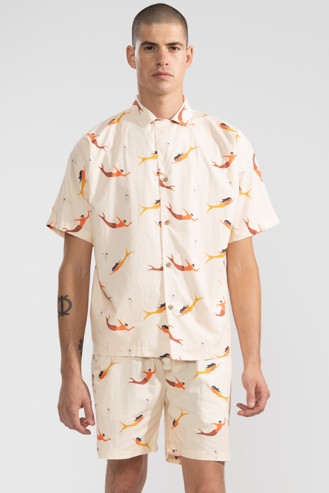 Chemise convertible col camp Mermaid crème