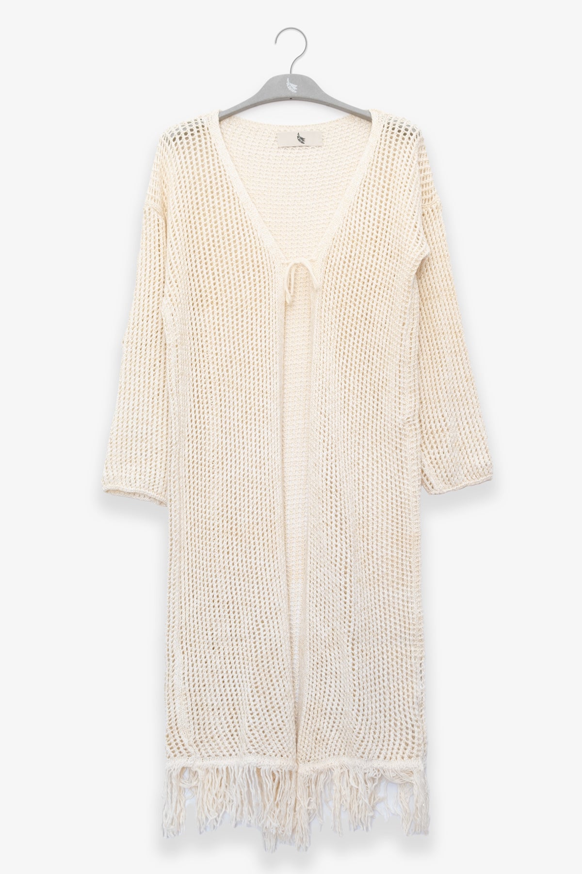 Cardigan with Fringes in Cream