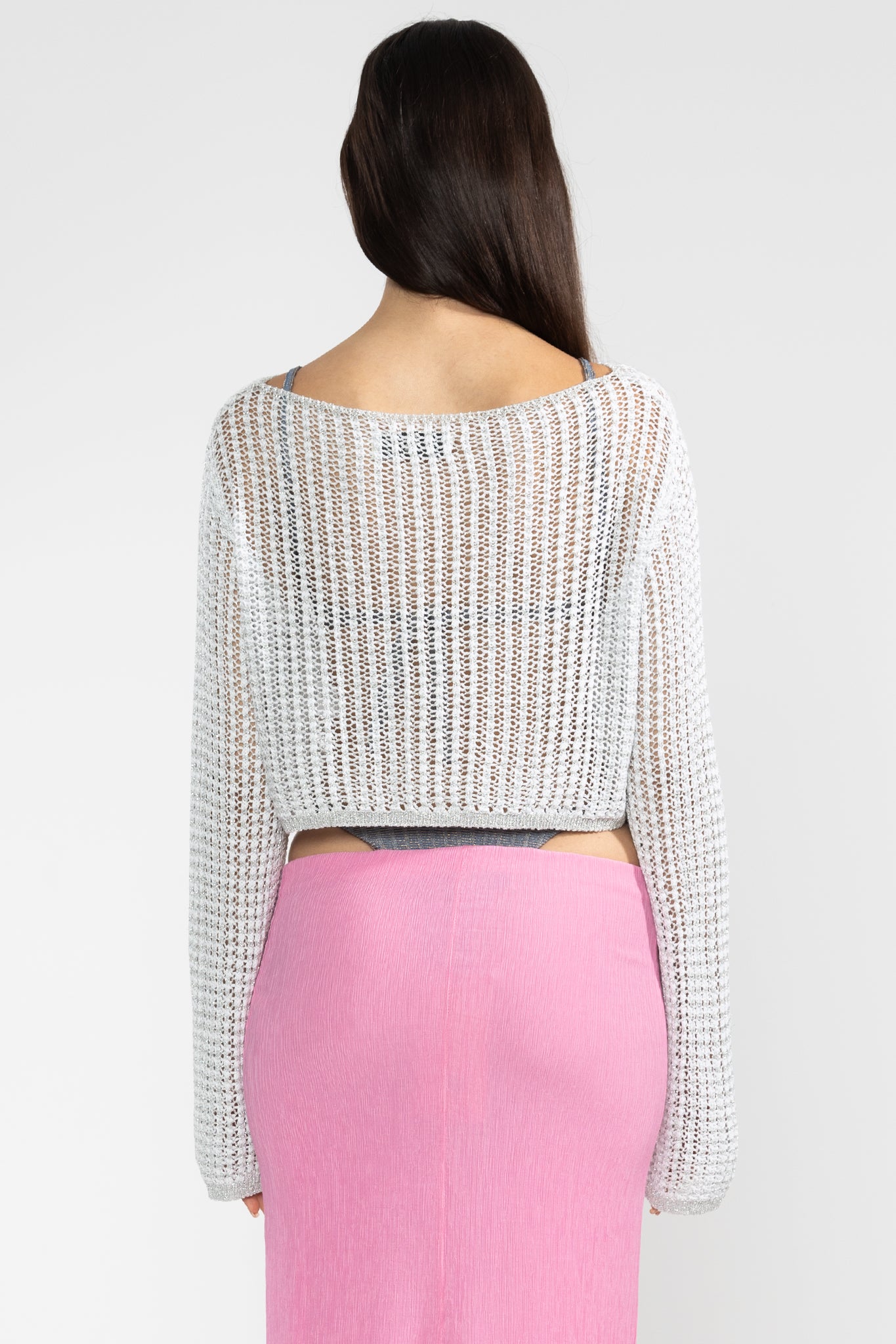 Kurz geschnittener Pullover in Silber