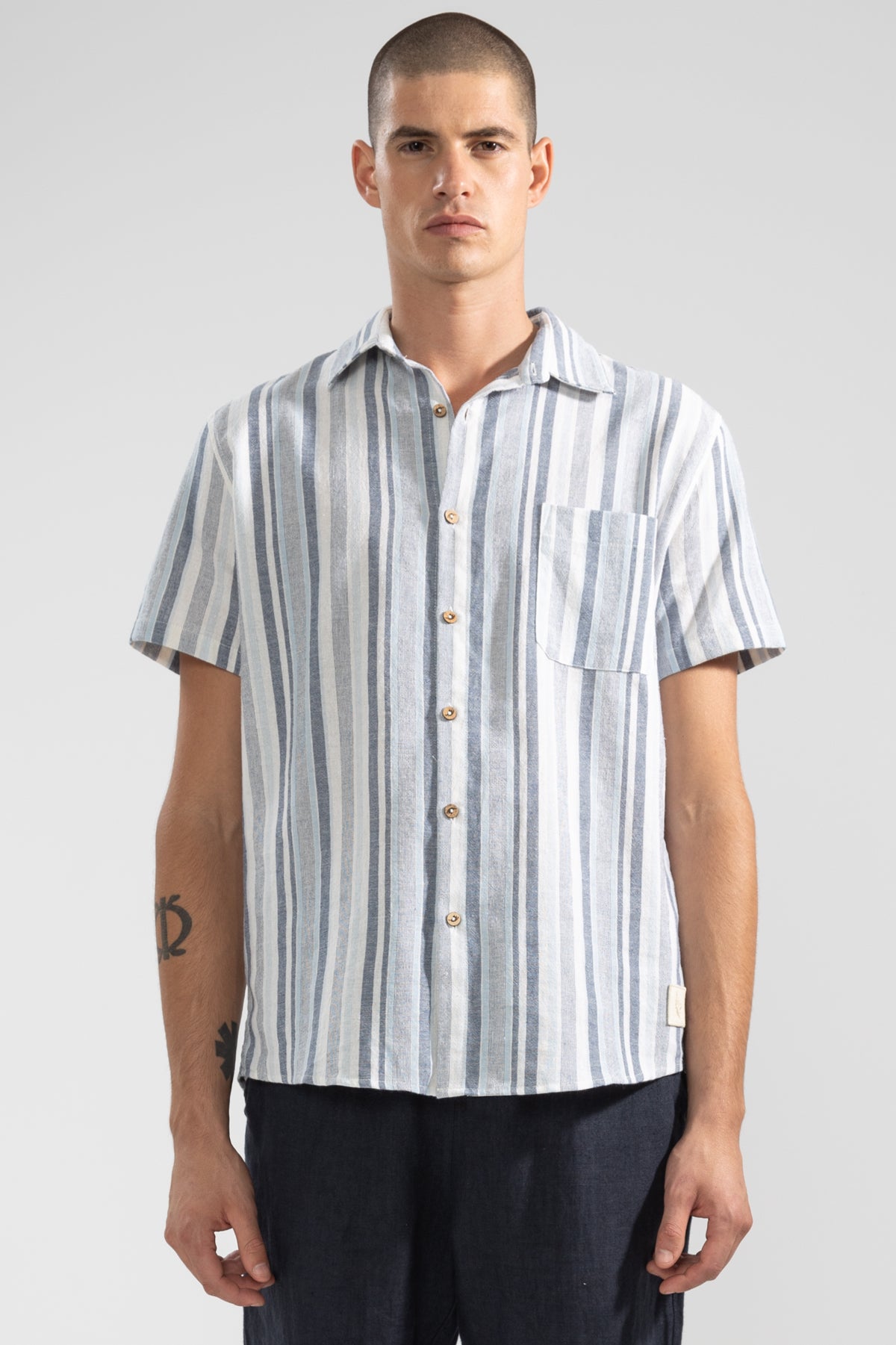 Chemise à manches courtes Fede Stripes Bleu