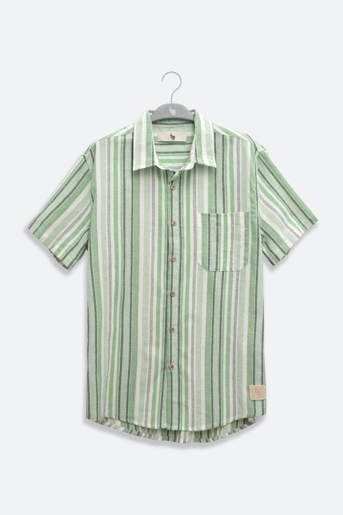 Chemise à manches courtes Fede Stripes verte