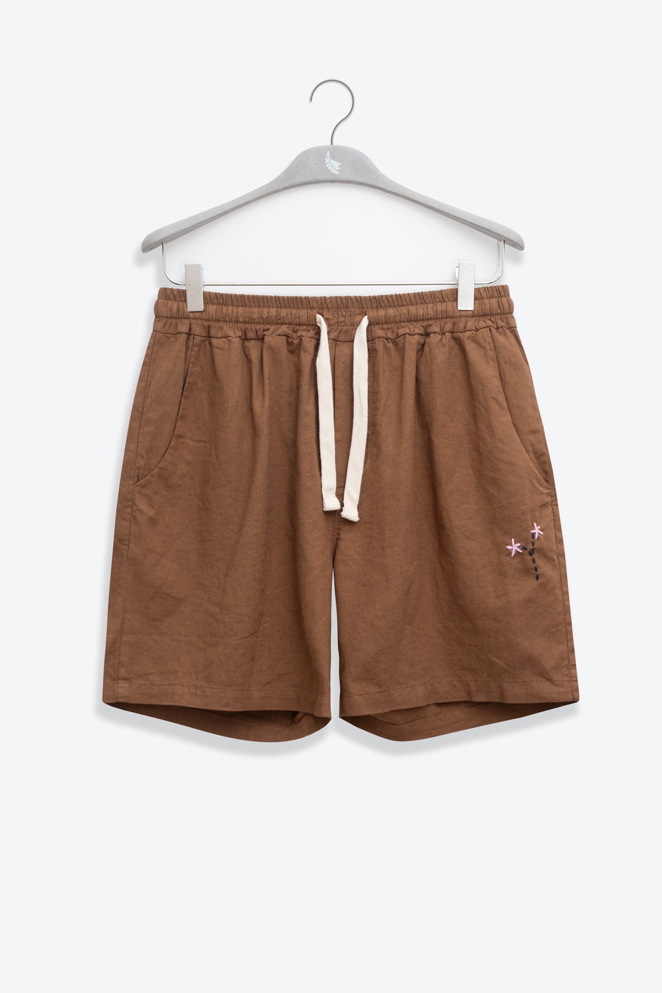 Short en lin Florale Camel