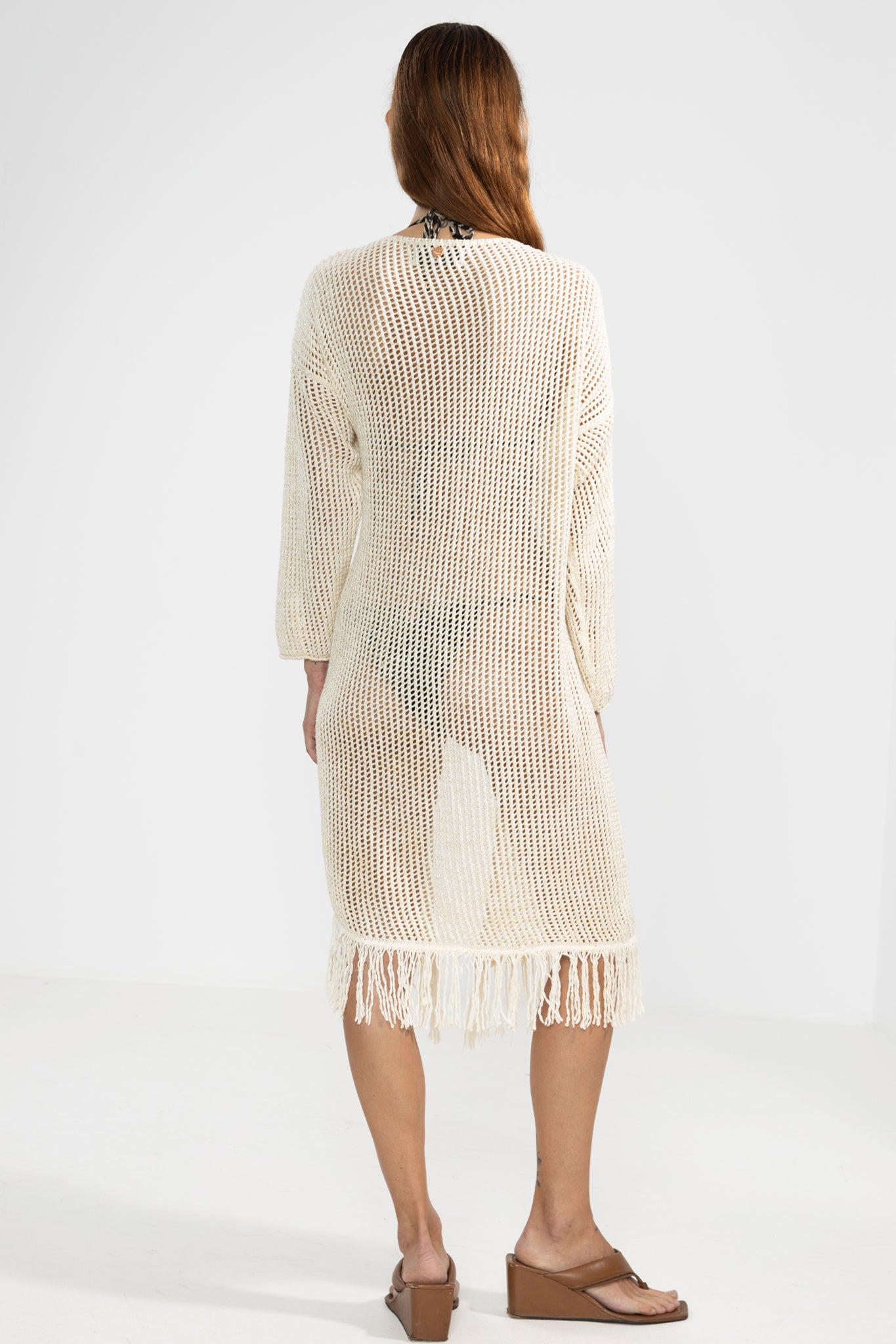 Cardigan con Frange Crema