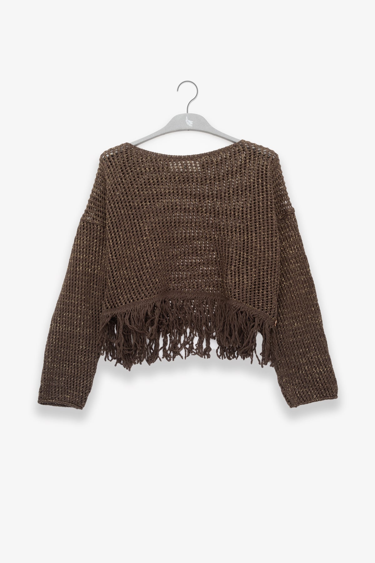Fransen Pullover in Schoko