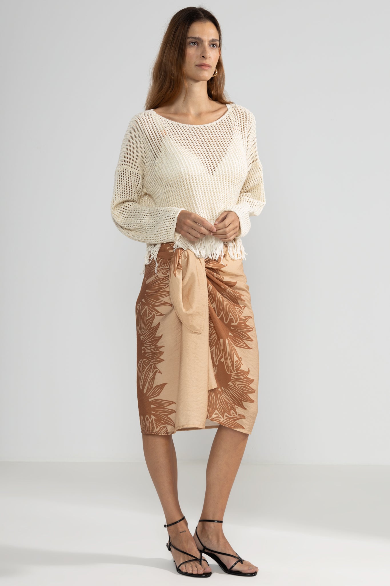 Fransen Pullover in Creme