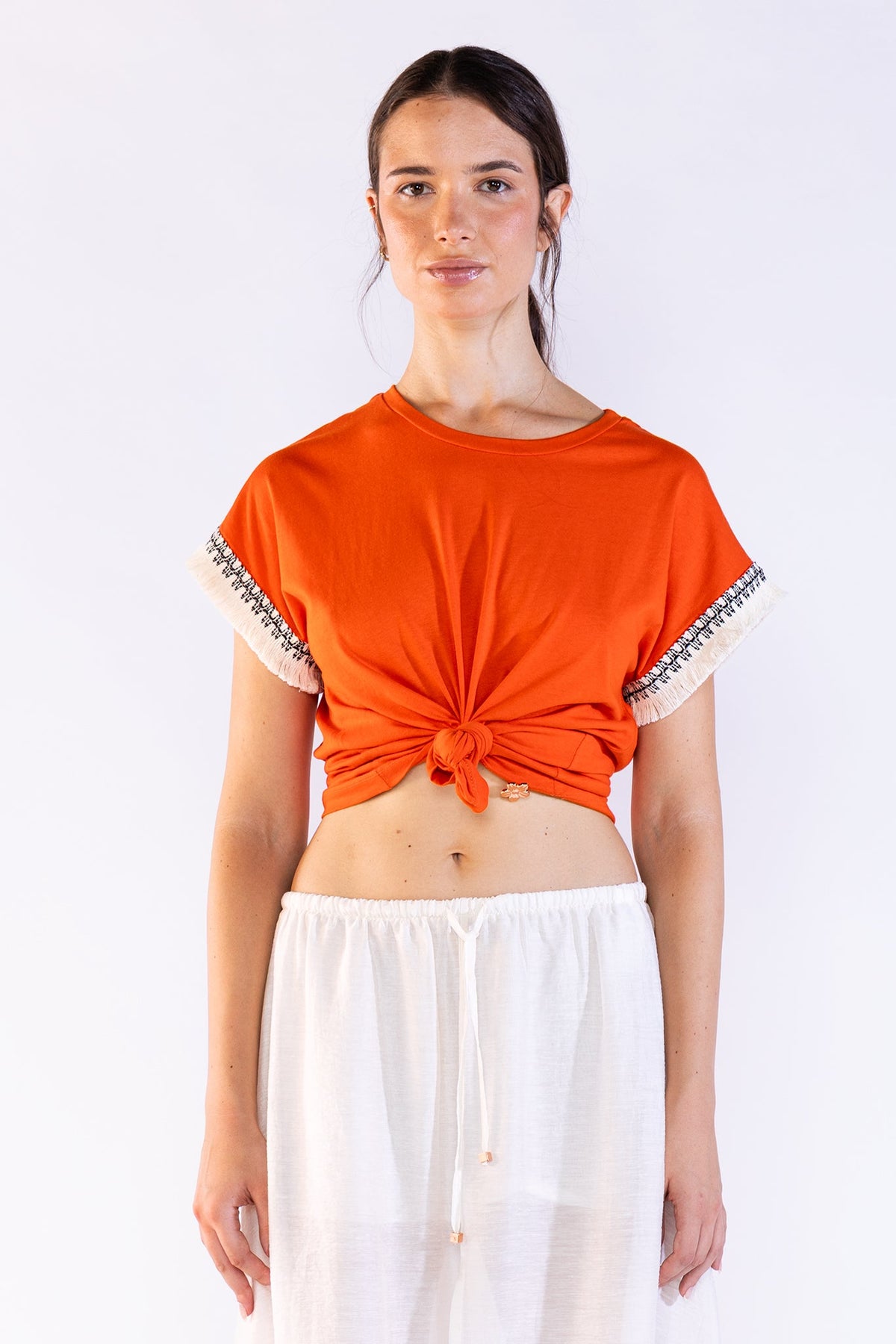 Fringes Tee en Orange