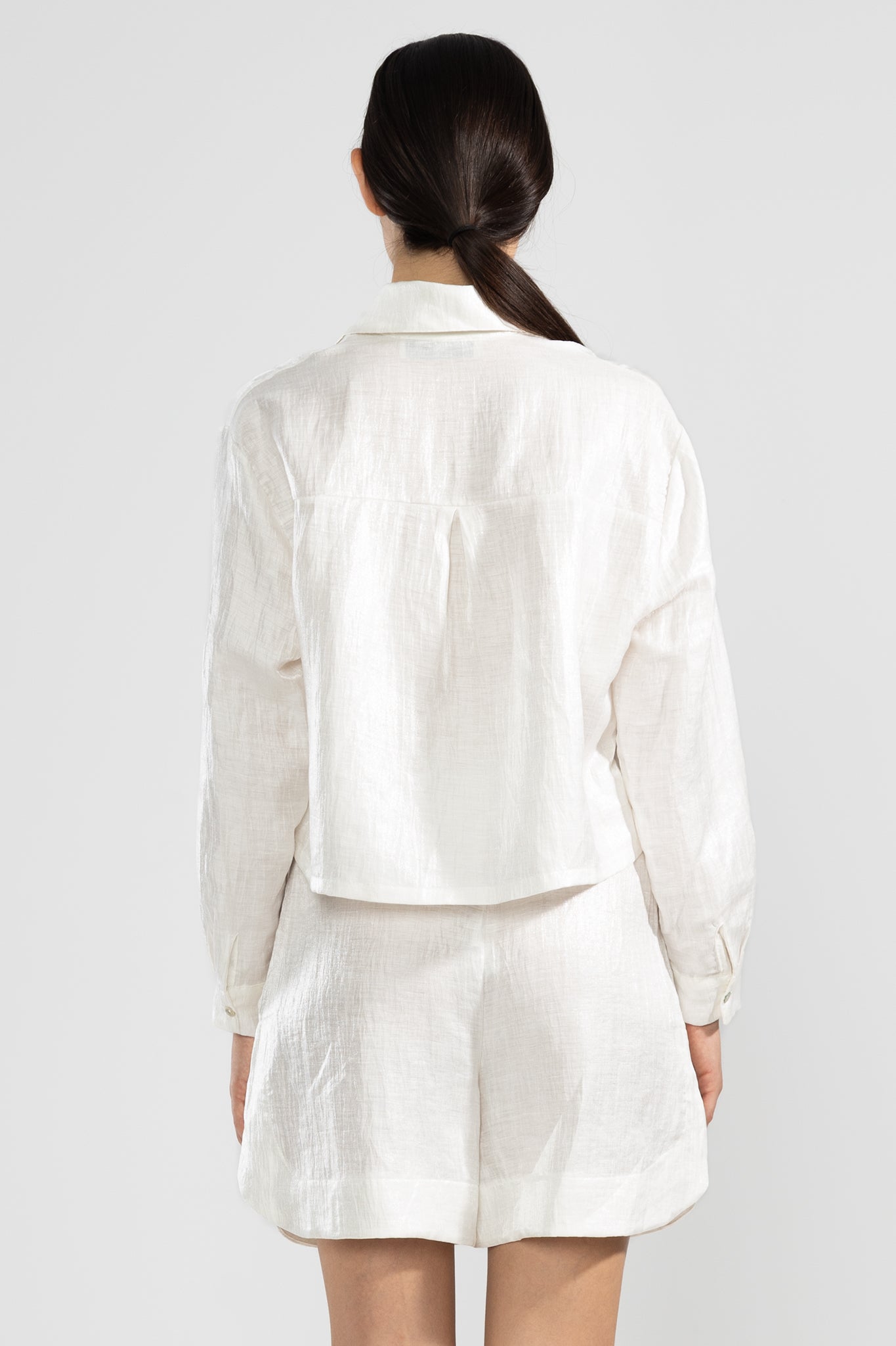 Lara Metallic Linen Shirt in White