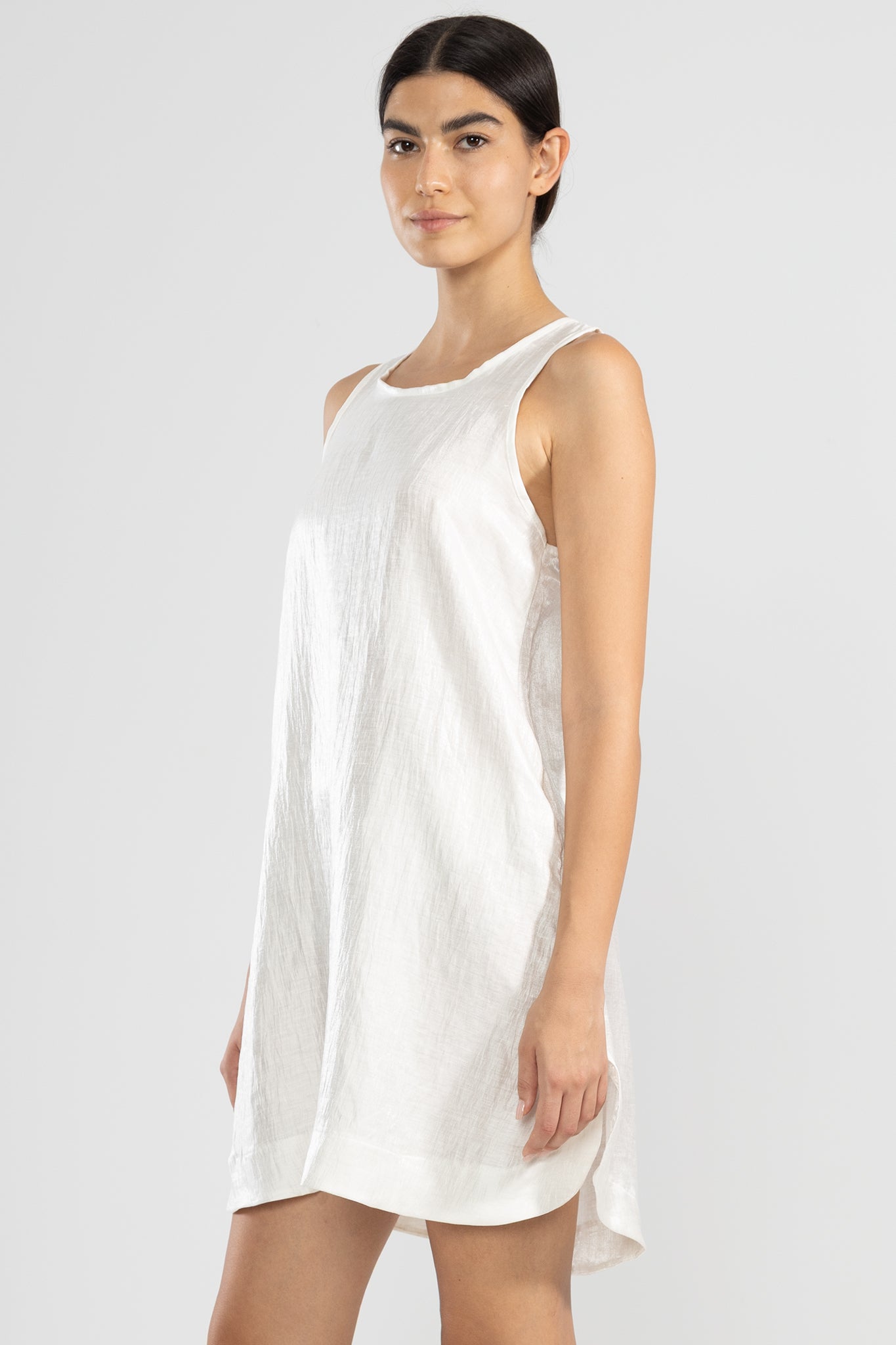 Tiger Lara Metallic Linen Dress in White