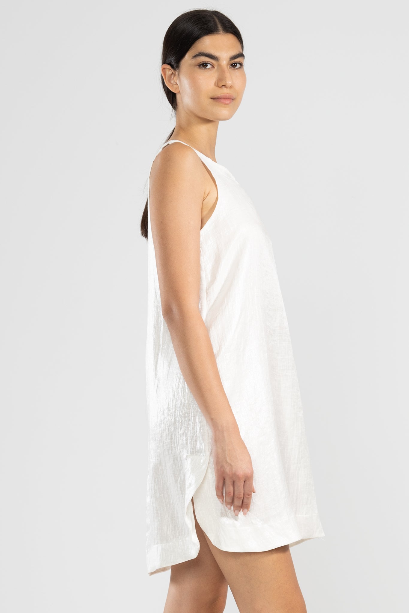 Tiger Lara Metallic Linen Dress in White