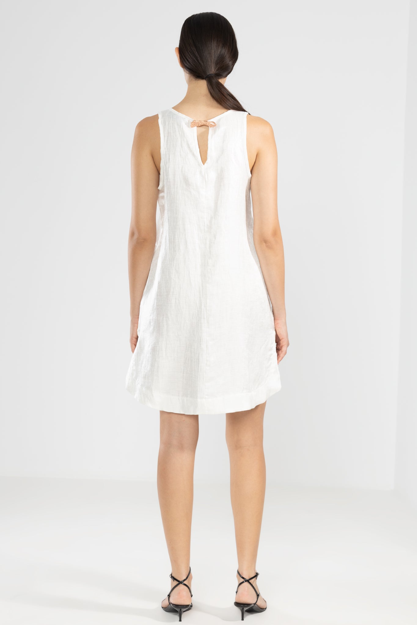 Tiger Lara Metallic Linen Dress in White