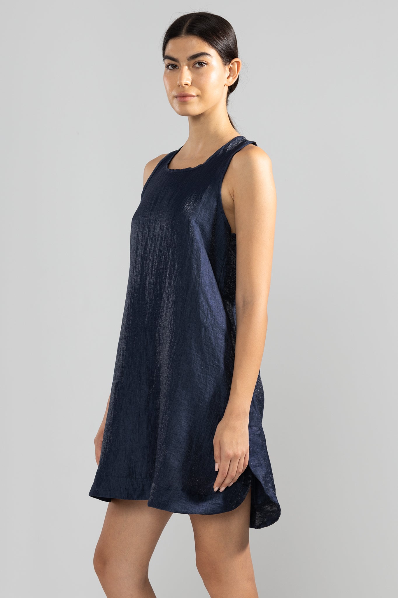 Tiger Lara Metallic Linen Dress in Night