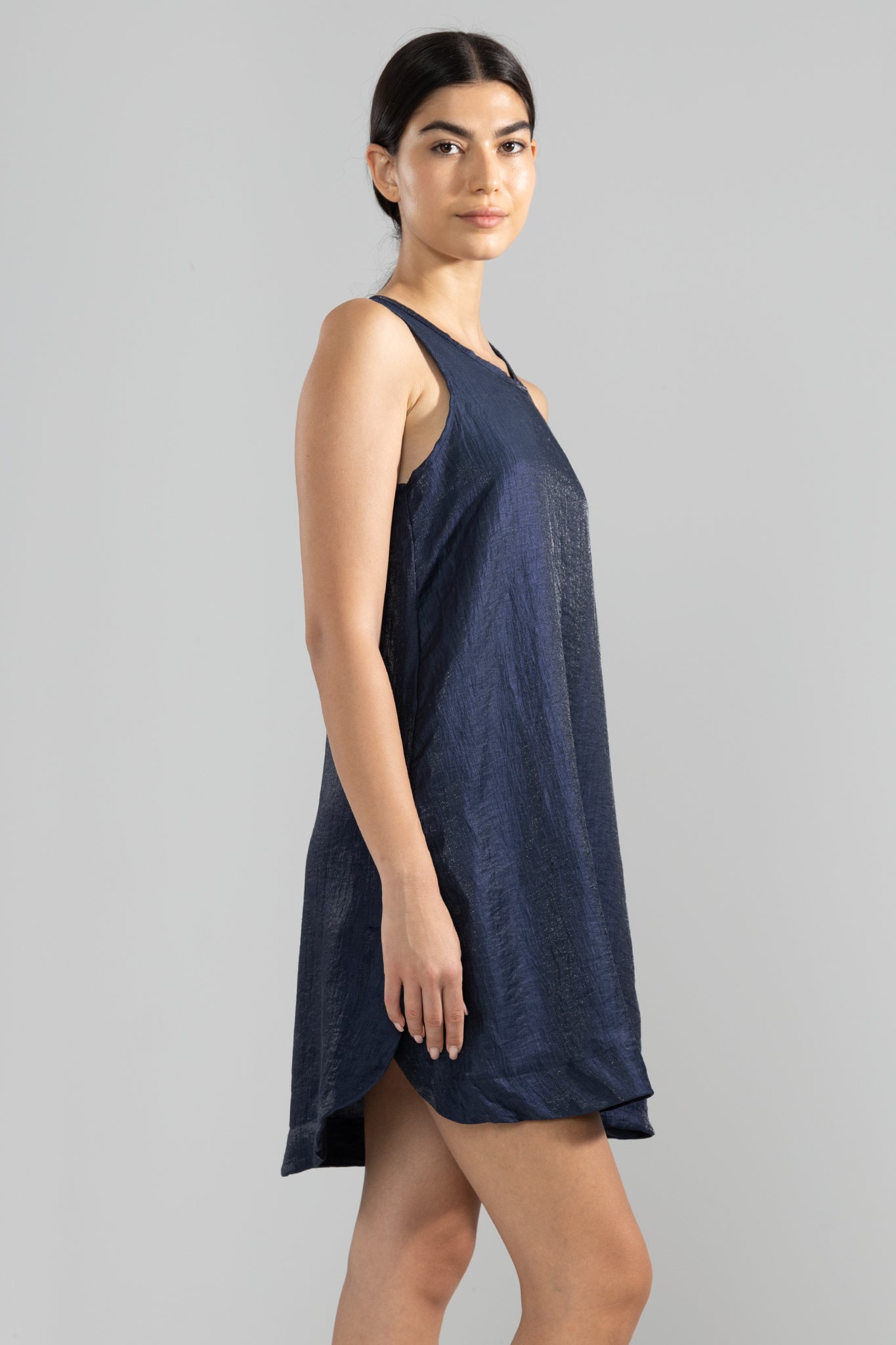 Tiger Lara Metallic Linen Dress in Night