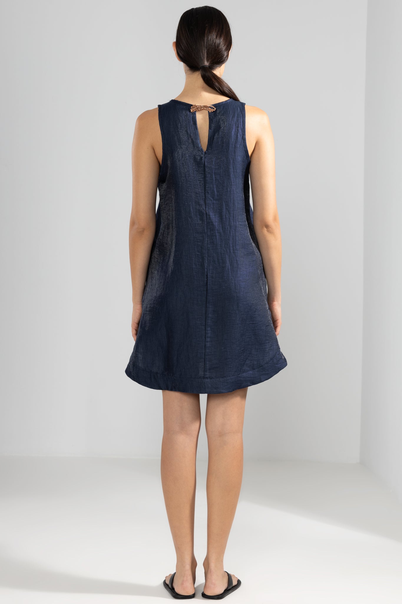 Tiger Lara Metallic Linen Dress in Night