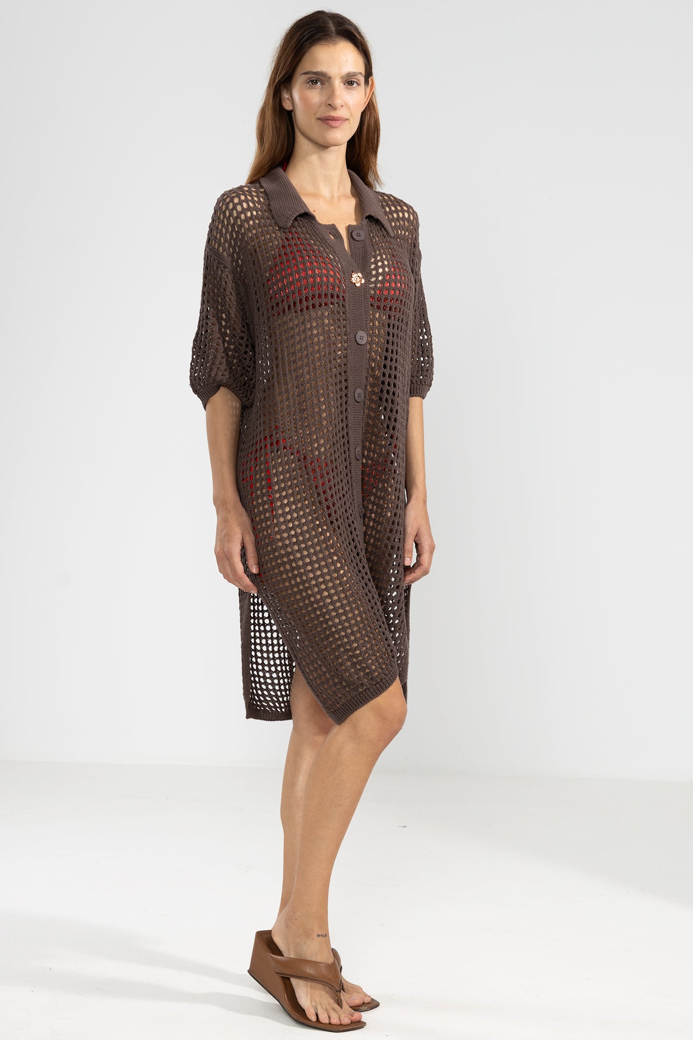 Langes Strickhemd Choco