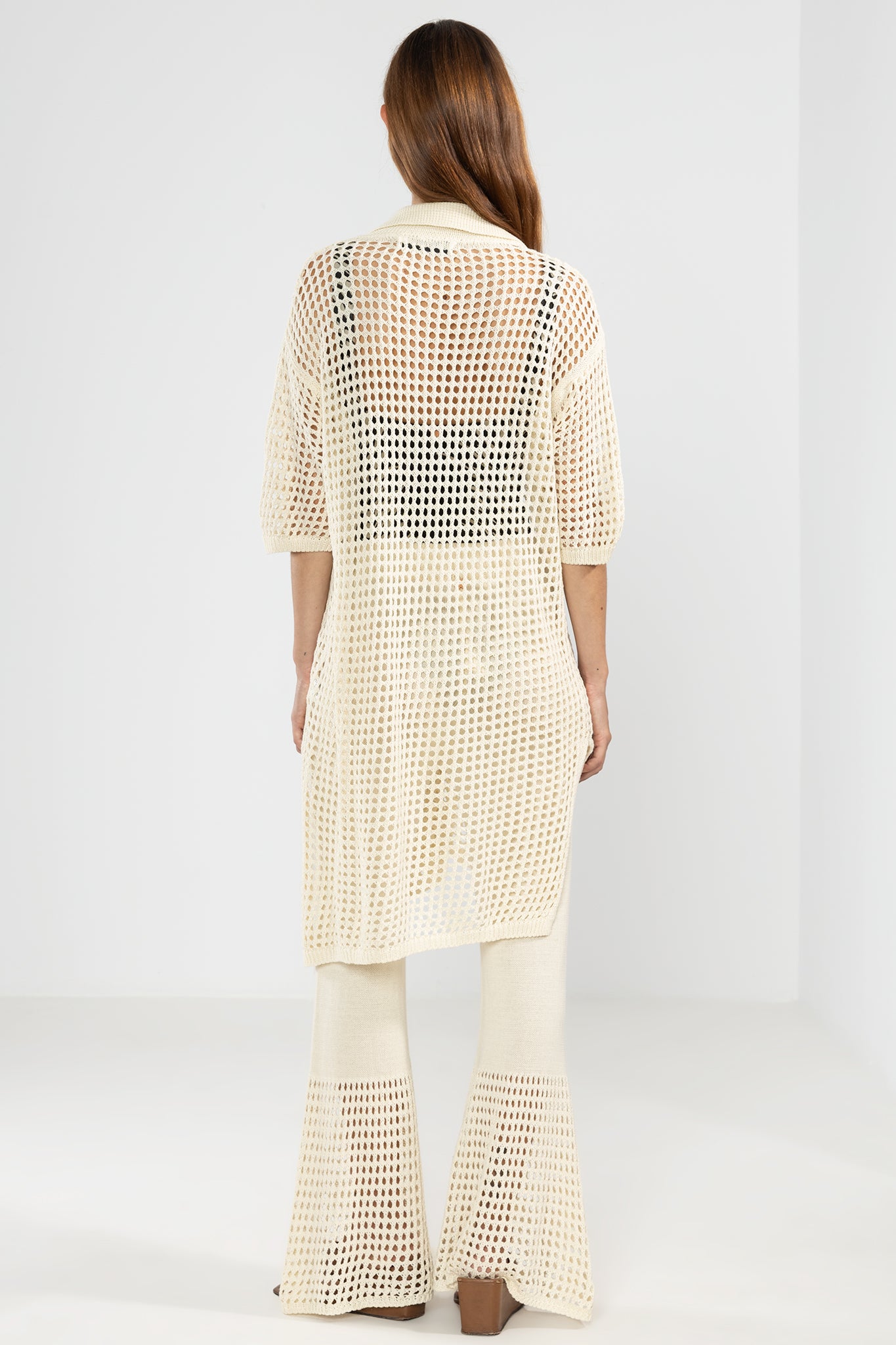 Langes Strickshirt Creme