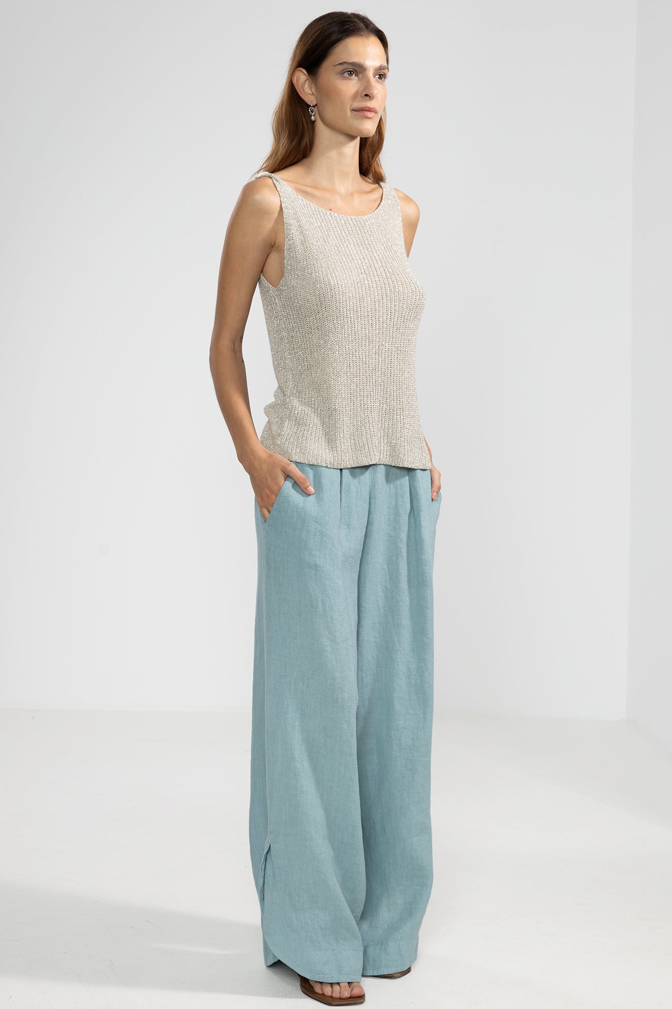 Top in tessuto Eli Lurex argento